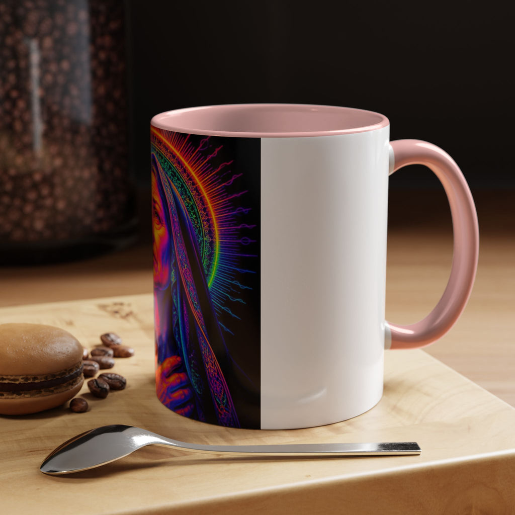 Neon Madonna Accent Coffee Mug - Vibrant Religious Art 11/15oz