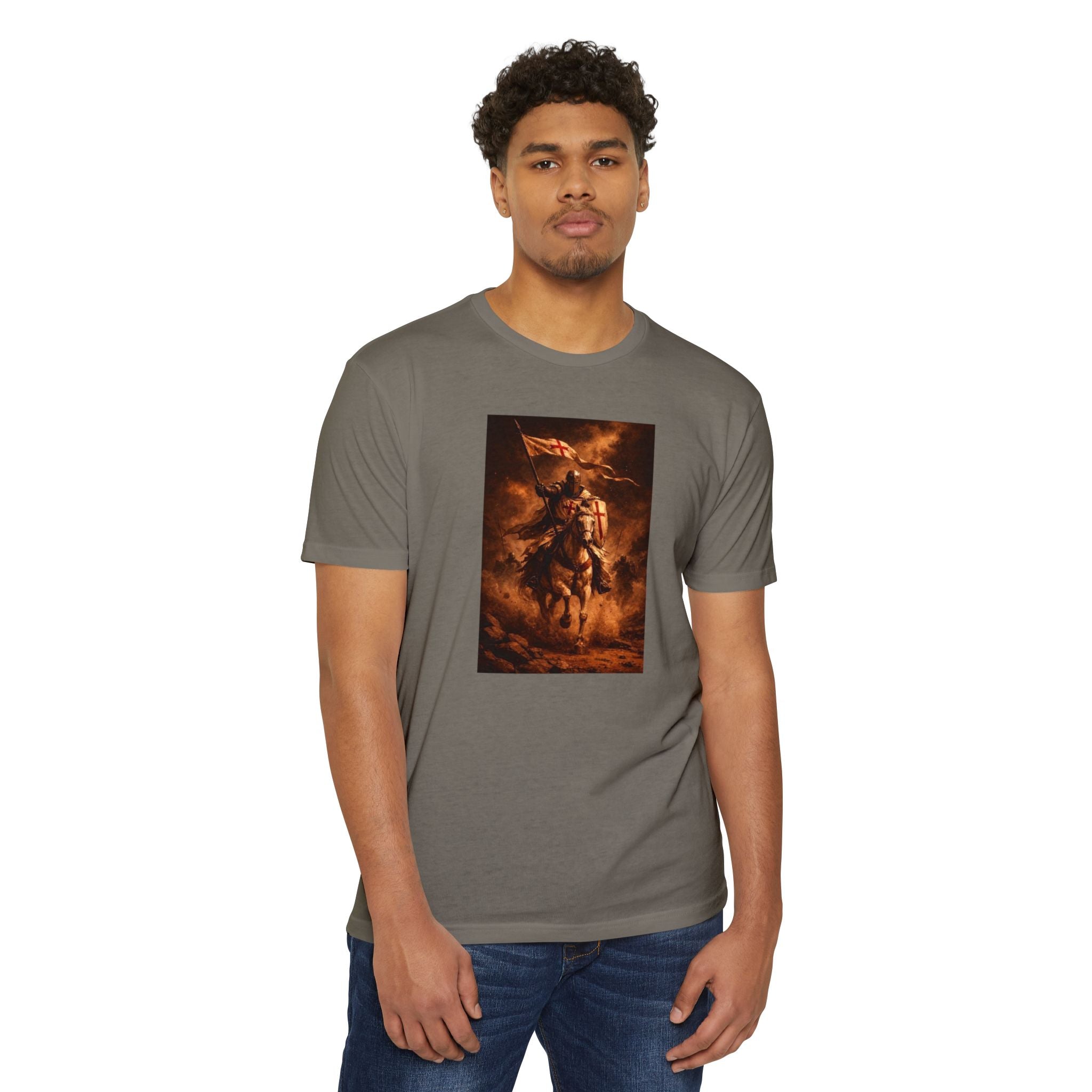 Knight on Horseback Graphic T-Shirt — Medieval Warrior Illustration Tee