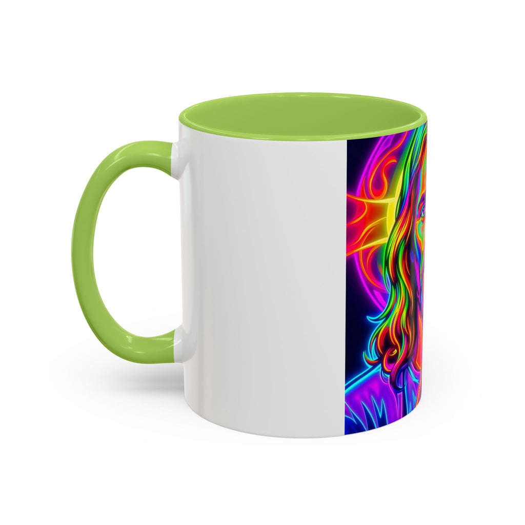 Neon Jesus Accent Coffee Mug – Vibrant Spiritual Art 11oz/15oz