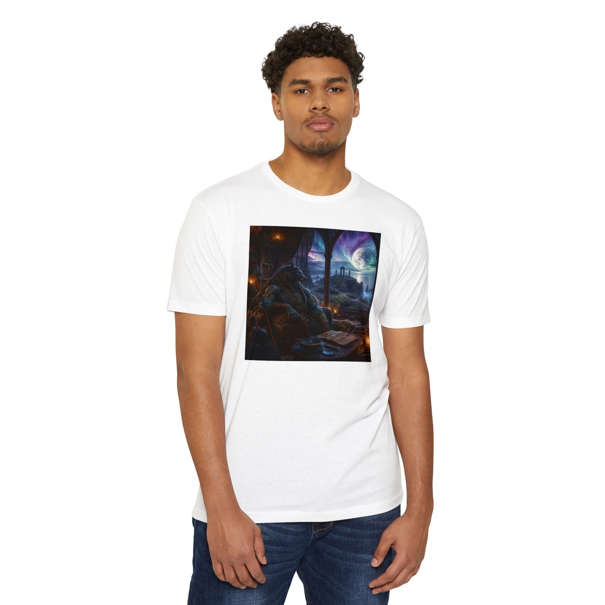 Fantasy Mage Scene T‑Shirt — Celtic Mystical Wizardry Night Graphic Tee