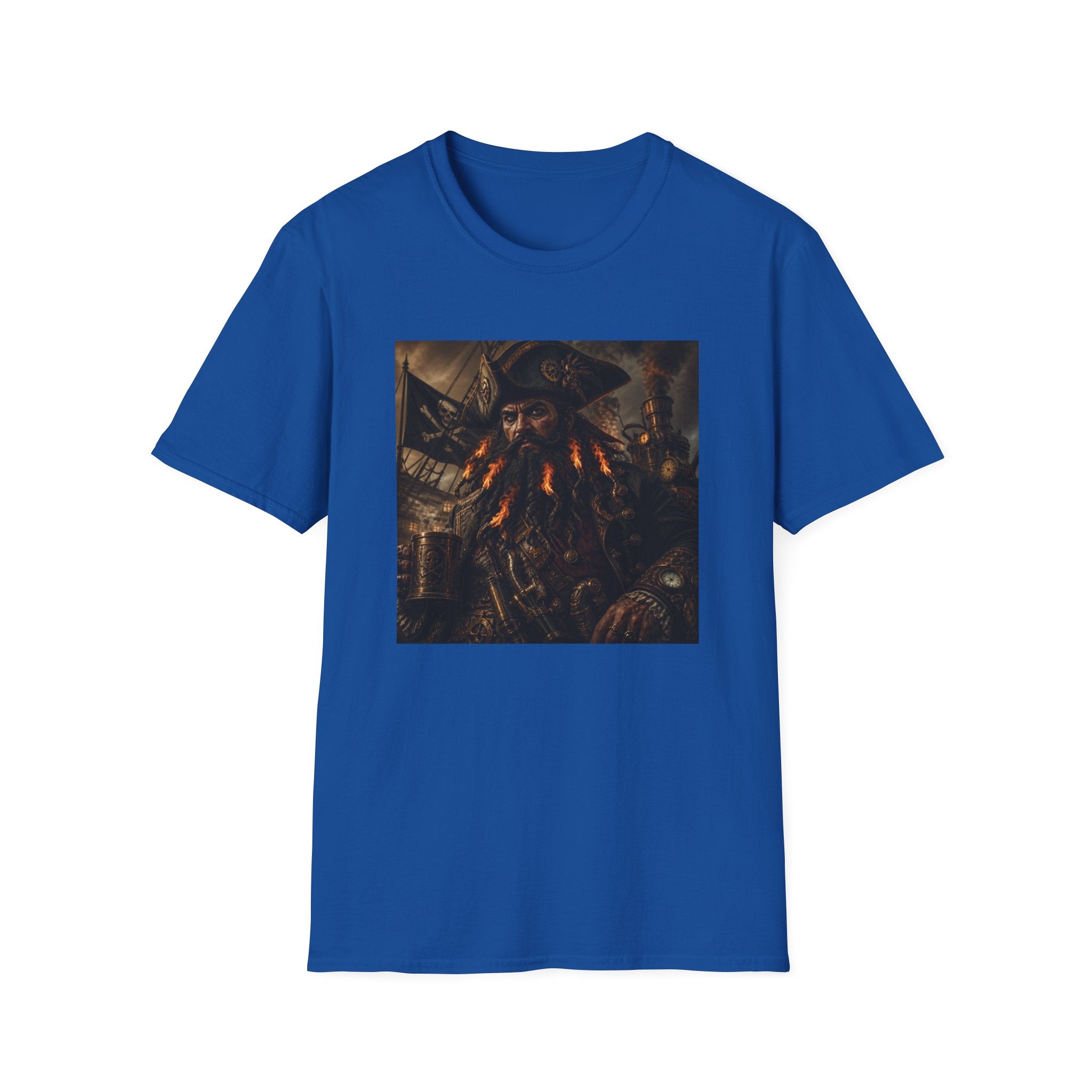 Steampunk Pirate Captain Graphic Tee — Blackbeard-Inspired Nautical Vintage T-Shirt