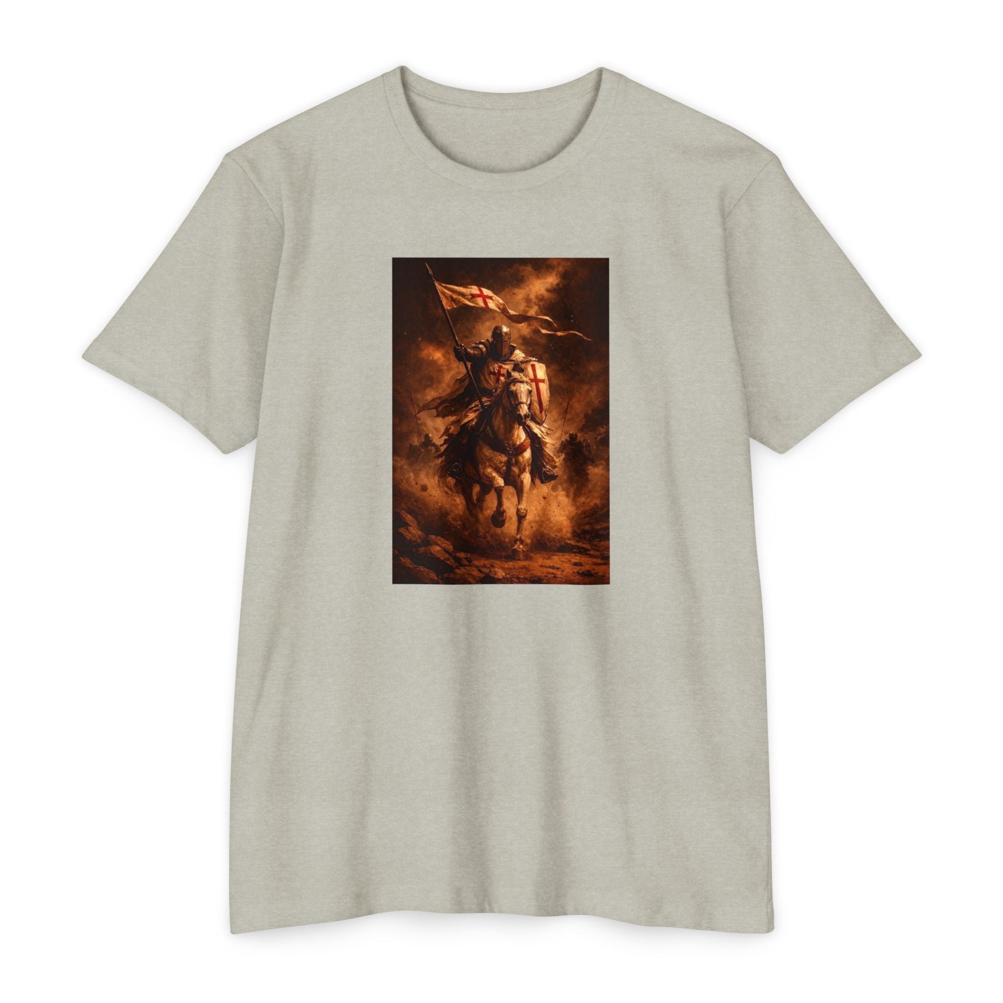 Knight on Horseback Graphic T-Shirt — Medieval Warrior Illustration Tee