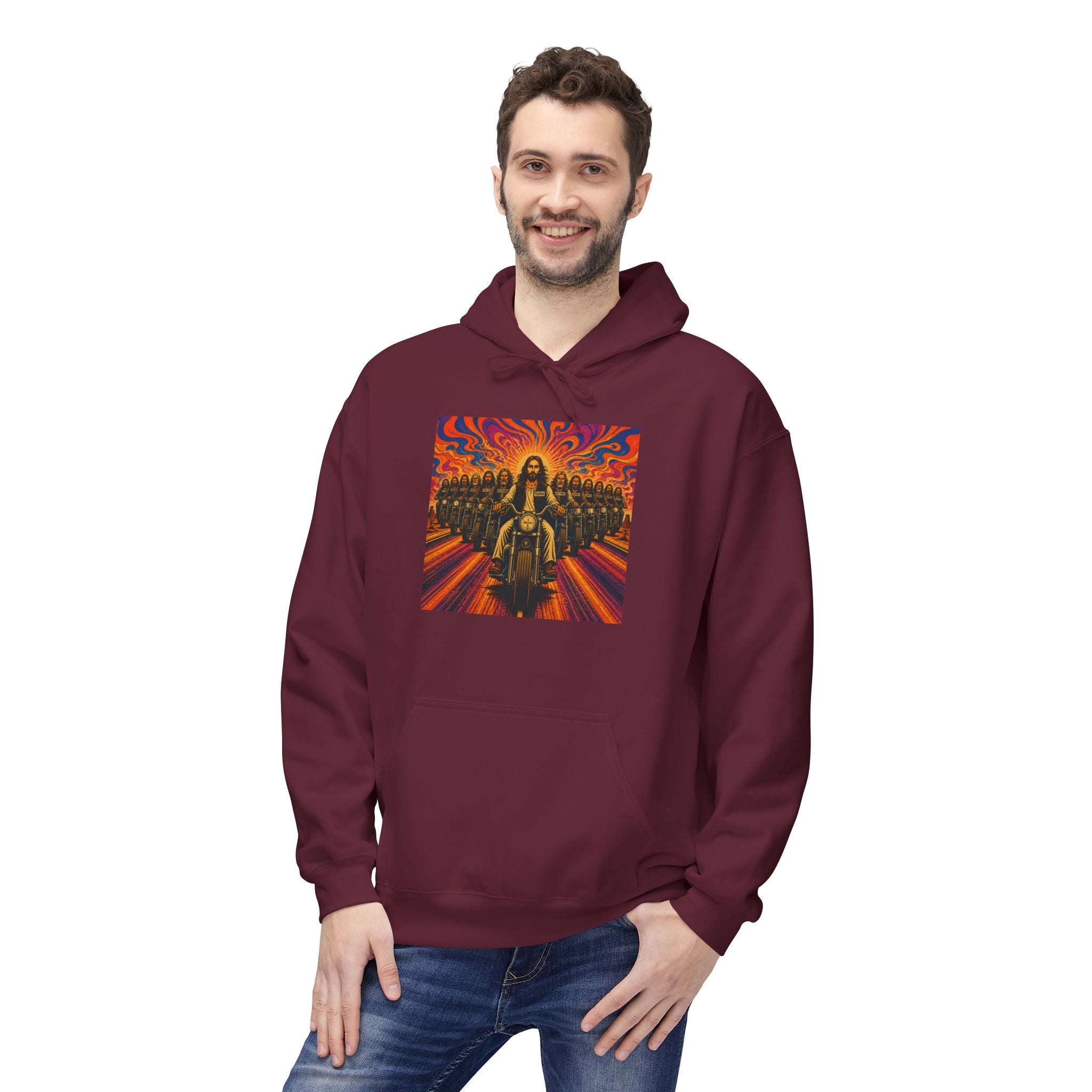 Yashua/Jesus 60's biker hoodie