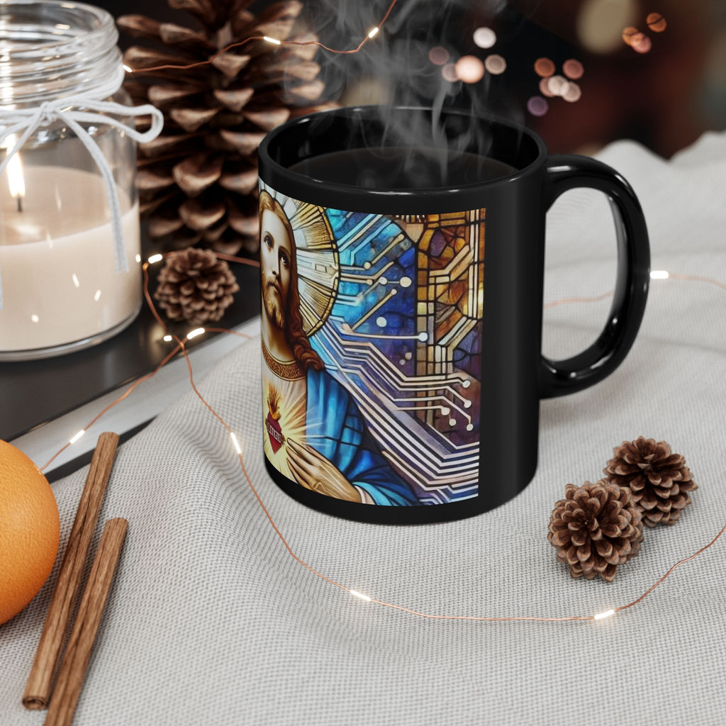 Digital Jesus — Stained Glass Tech Faith Coffee Cup (11oz/15oz)
