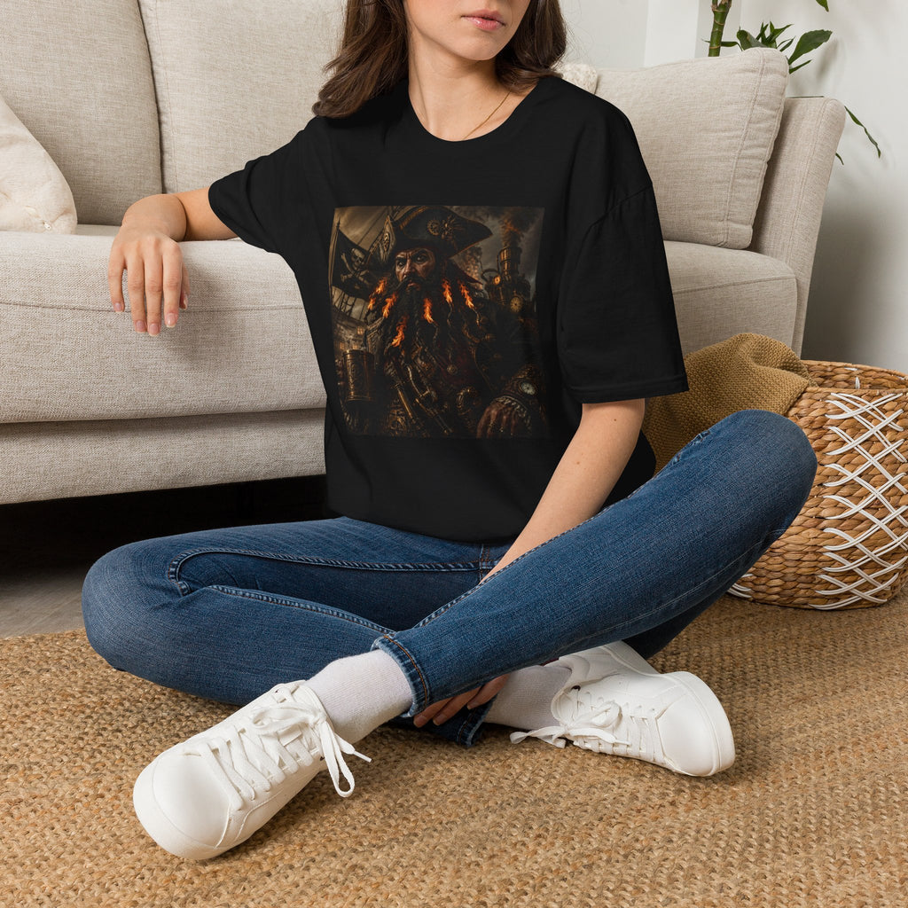 Steampunk Pirate Captain Graphic Tee — Blackbeard-Inspired Nautical Vintage T-Shirt