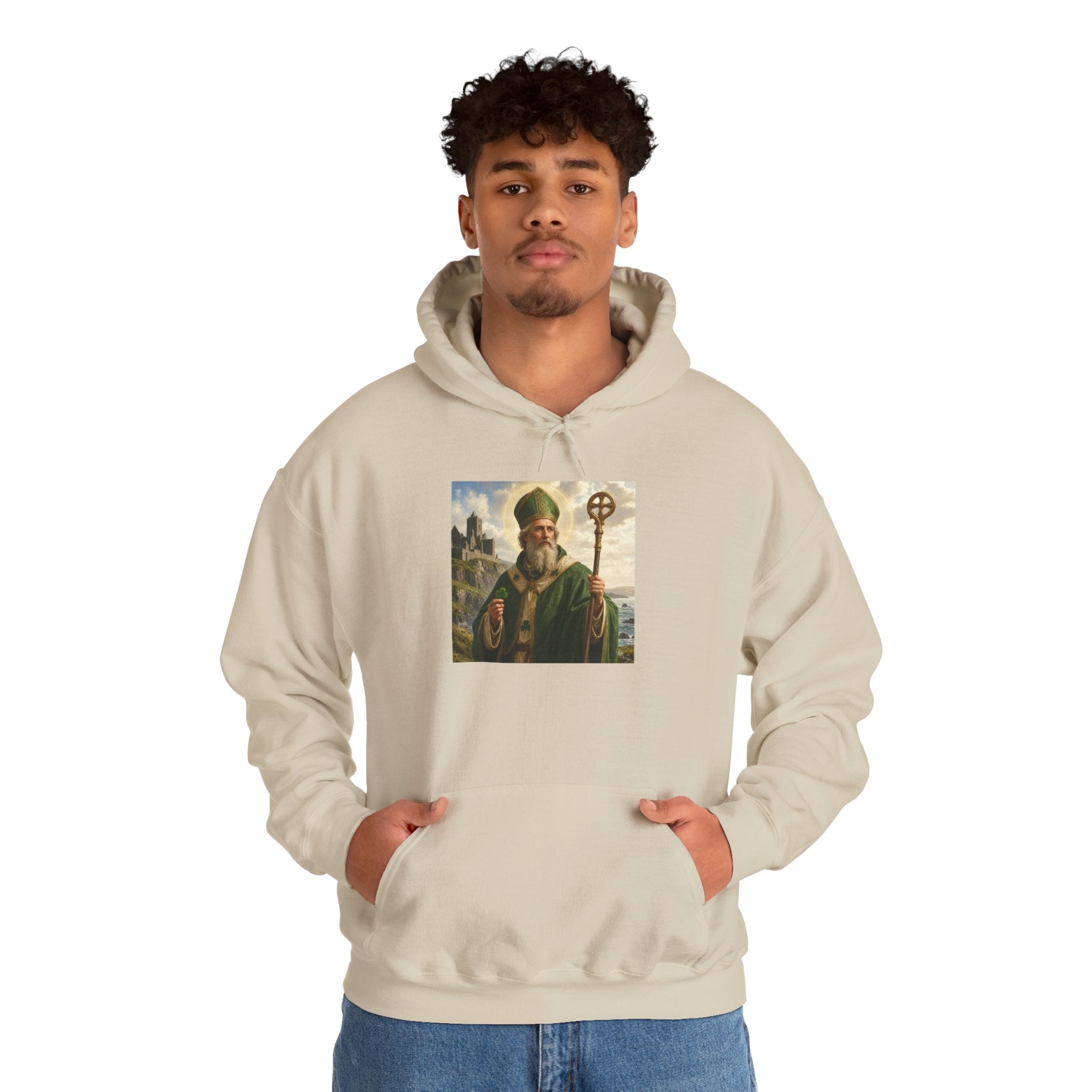 Saint Patrick Hoodie – Vintage Celtic Saint Illustration Pullover