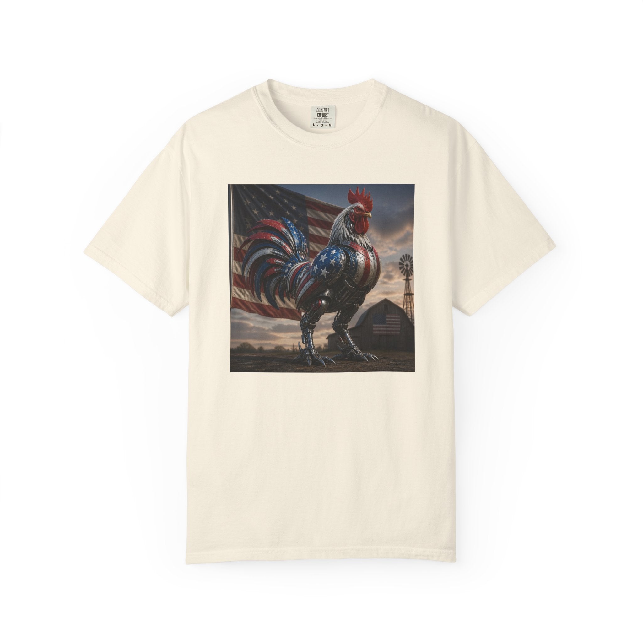 Patriotic Rooster T-Shirt — American Flag Farmhouse Graphic Tee