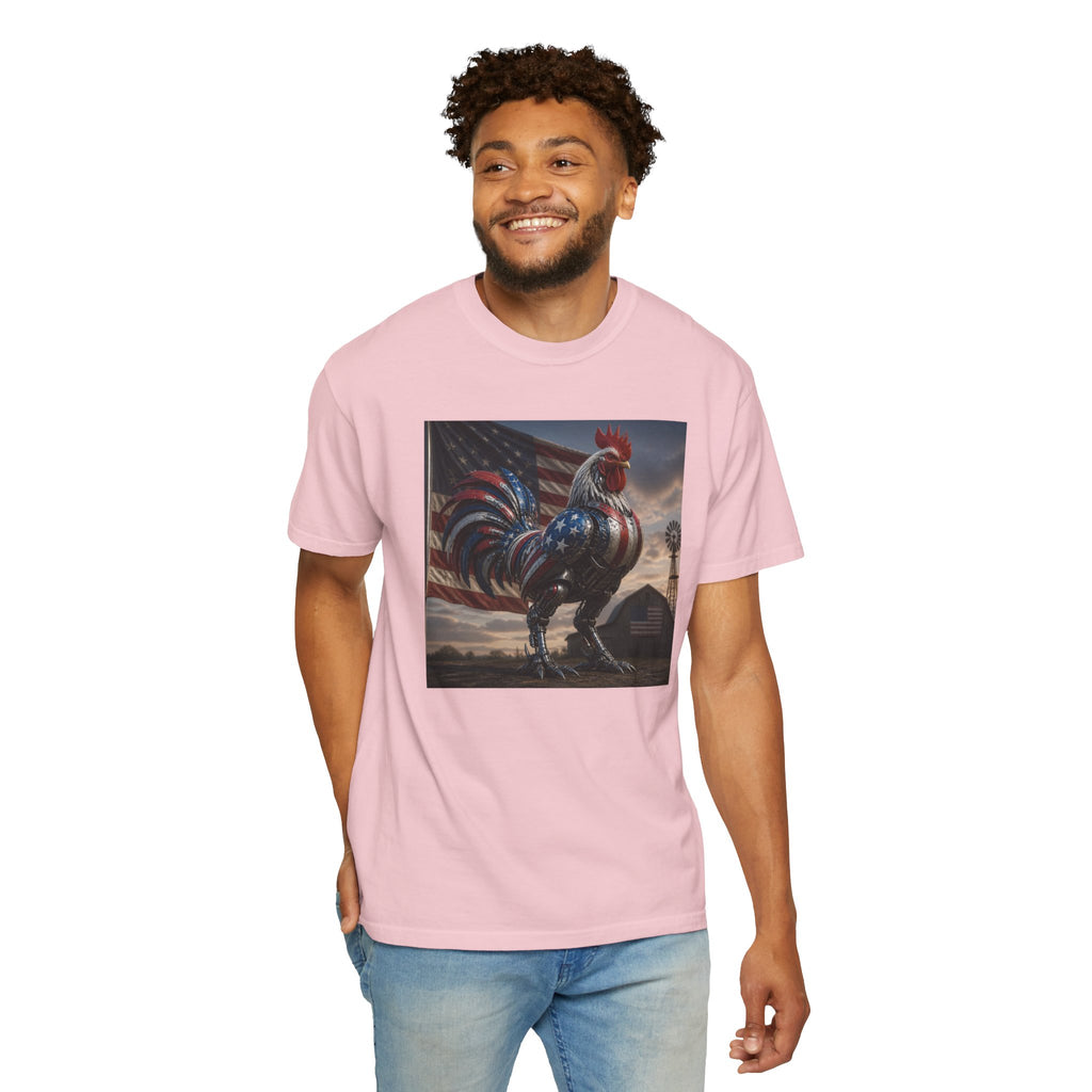 Patriotic Rooster T-Shirt — American Flag Farmhouse Graphic Tee