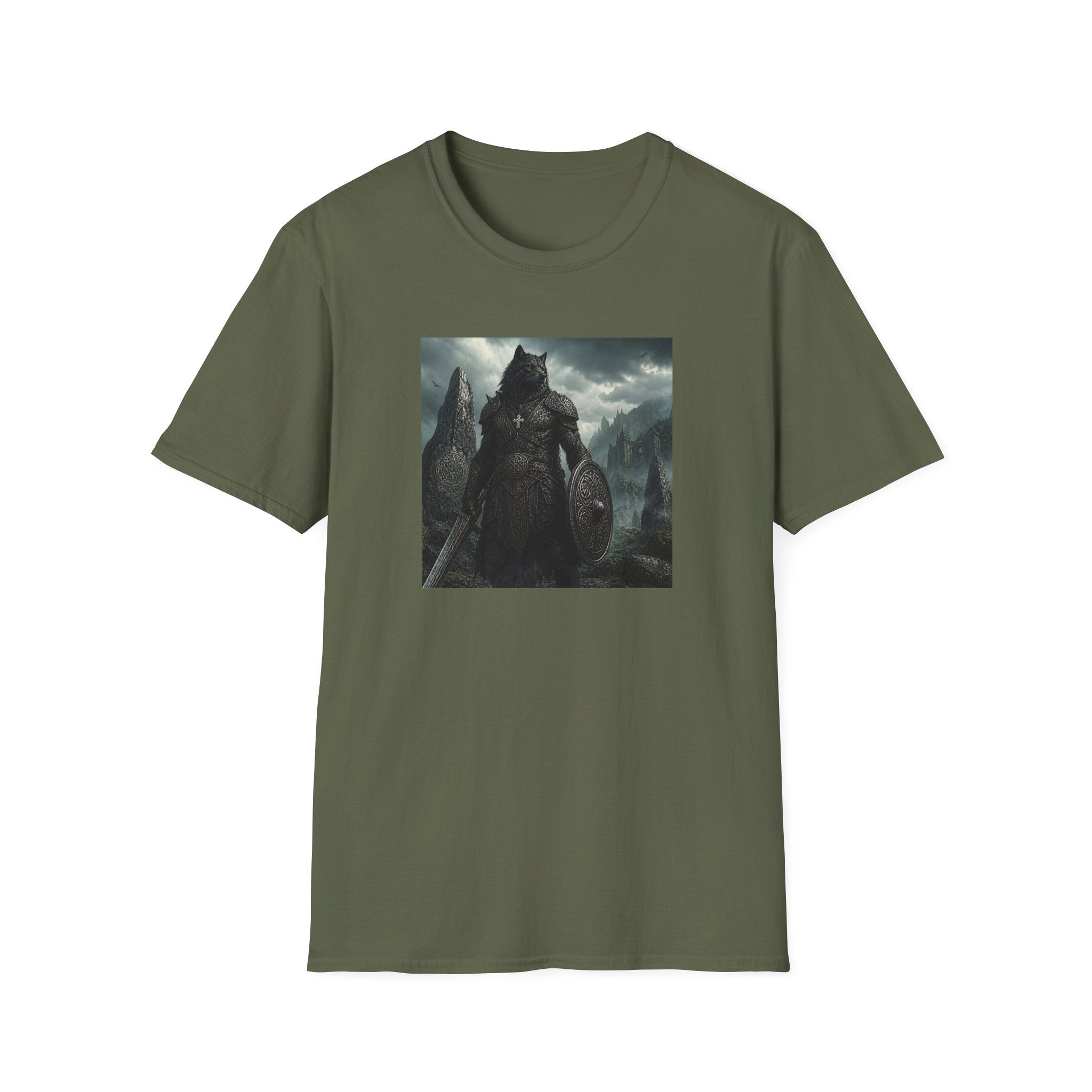 Celtic Wolf Warrior T-Shirt — Dark Fantasy Viking Wolf Knight Graphic Tee