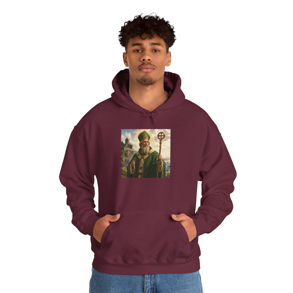Saint Patrick Hoodie – Vintage Celtic Saint Illustration Pullover