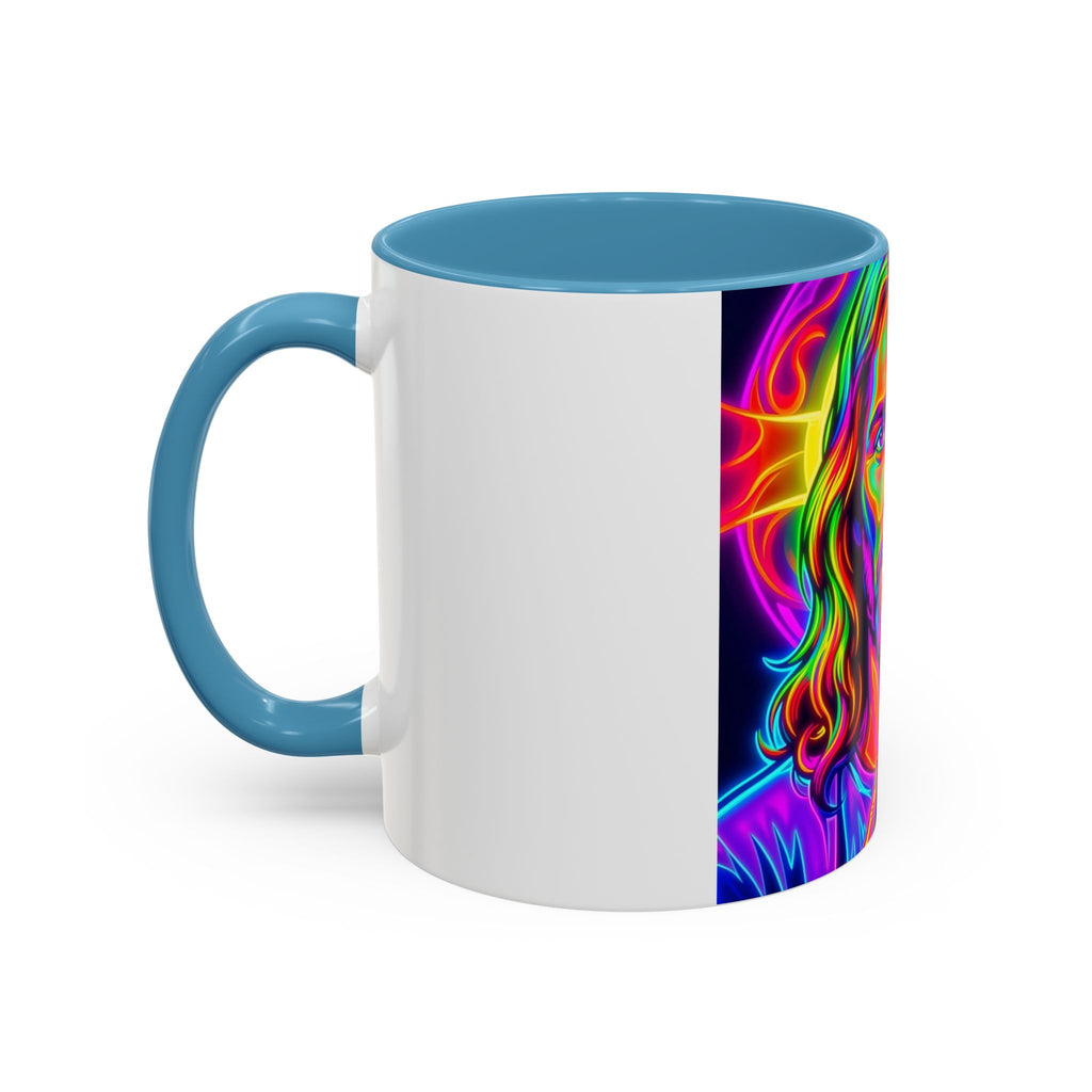 Neon Jesus Accent Coffee Mug – Vibrant Spiritual Art 11oz/15oz