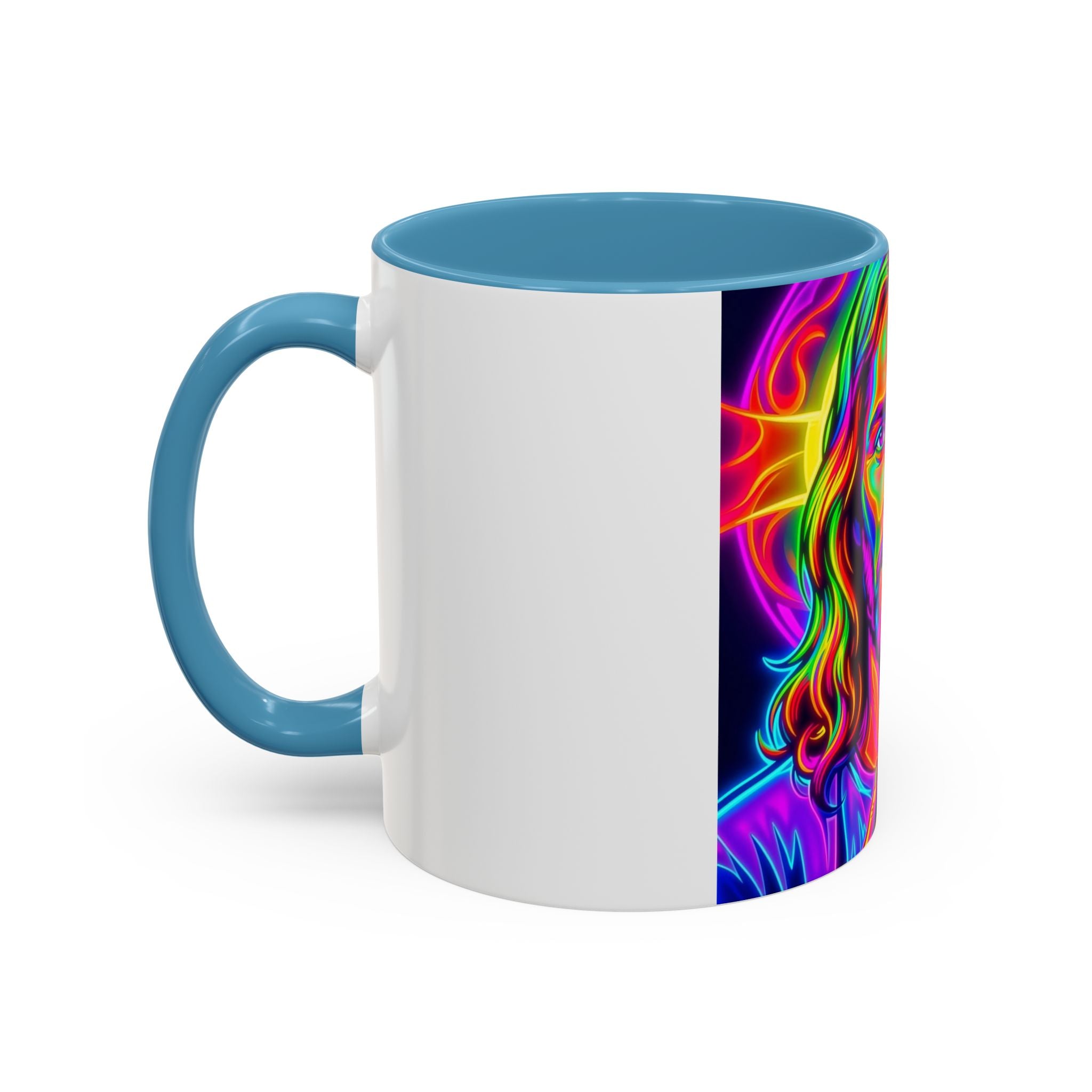 Neon Jesus Accent Coffee Mug – Vibrant Spiritual Art 11oz/15oz