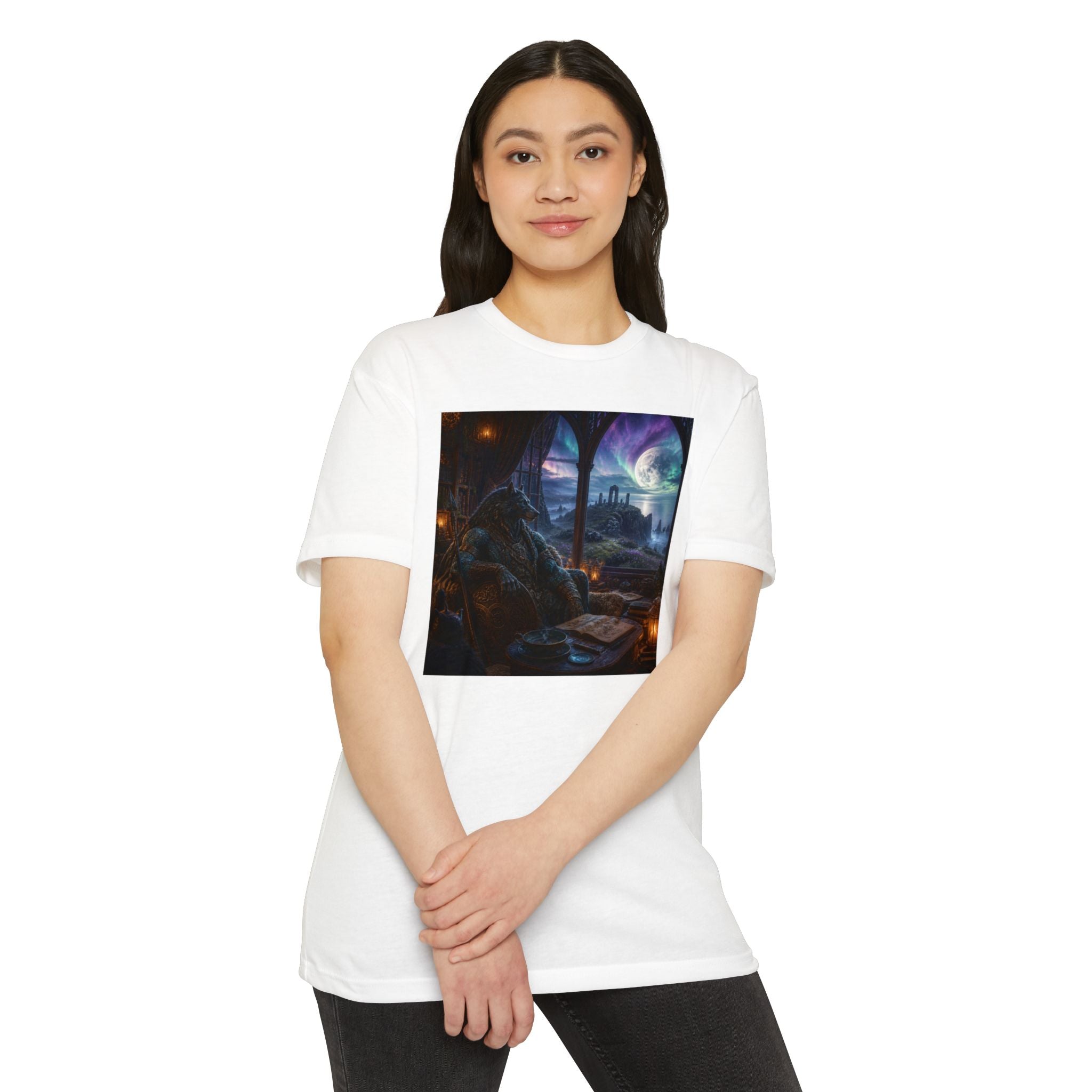 Fantasy Mage Scene T‑Shirt — Celtic Mystical Wizardry Night Graphic Tee