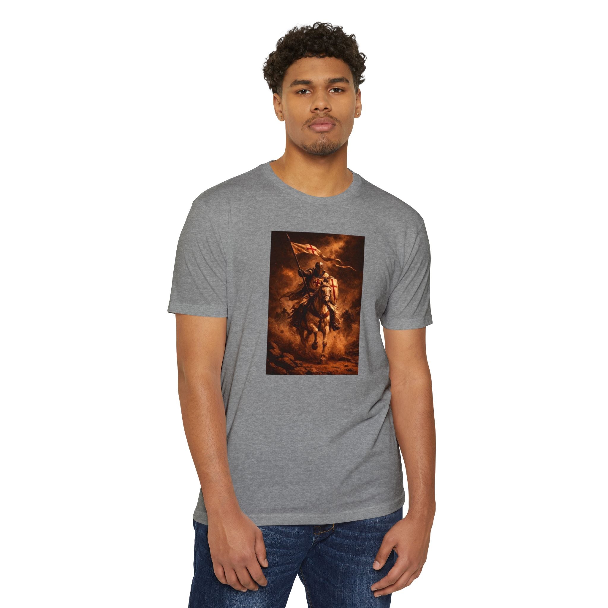 Knight on Horseback Graphic T-Shirt — Medieval Warrior Illustration Tee
