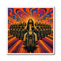 Jesus Motorcycle Rider Magnet — Psychedelic Biker Faith Art Refrigerator Magnet