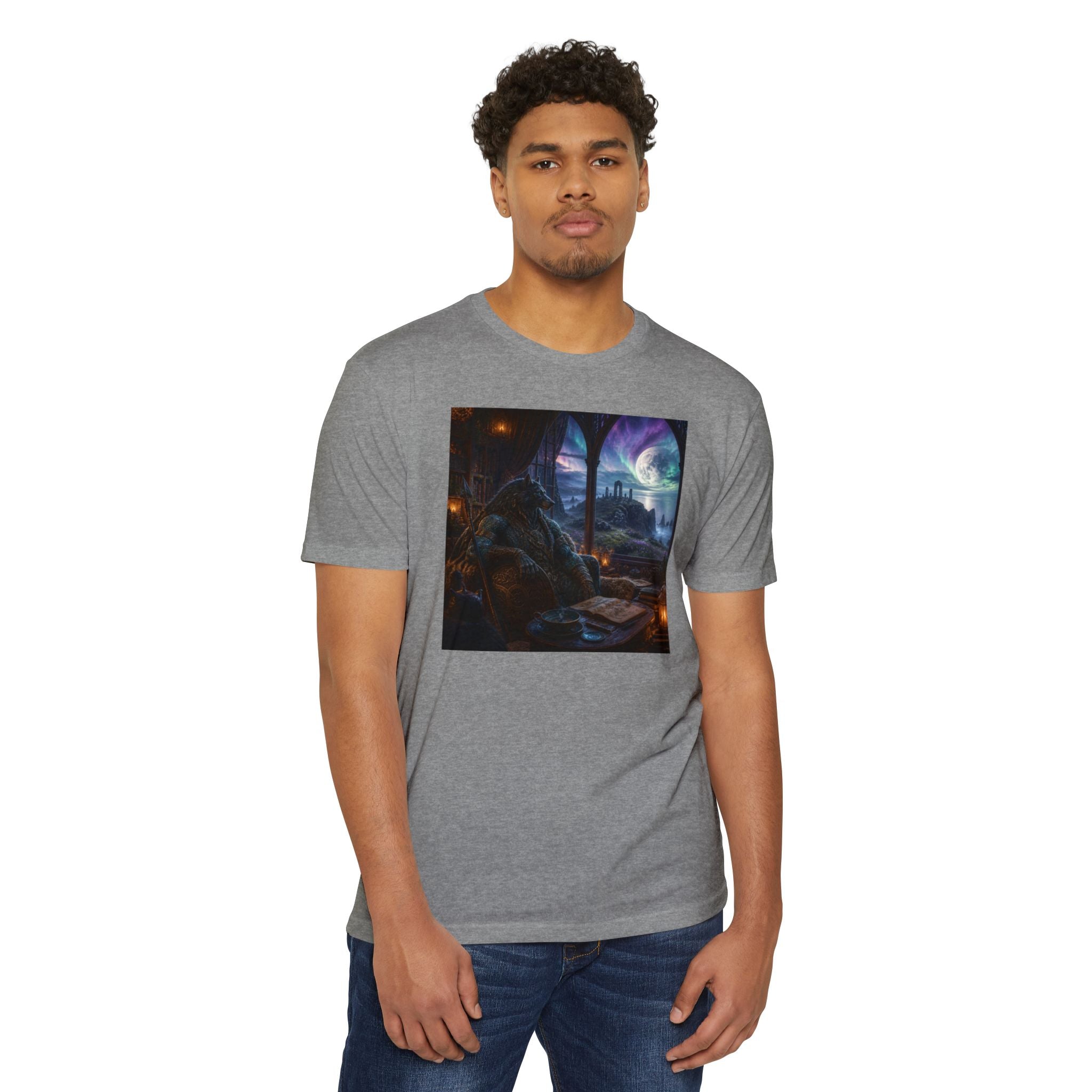 Fantasy Mage Scene T‑Shirt — Celtic Mystical Wizardry Night Graphic Tee