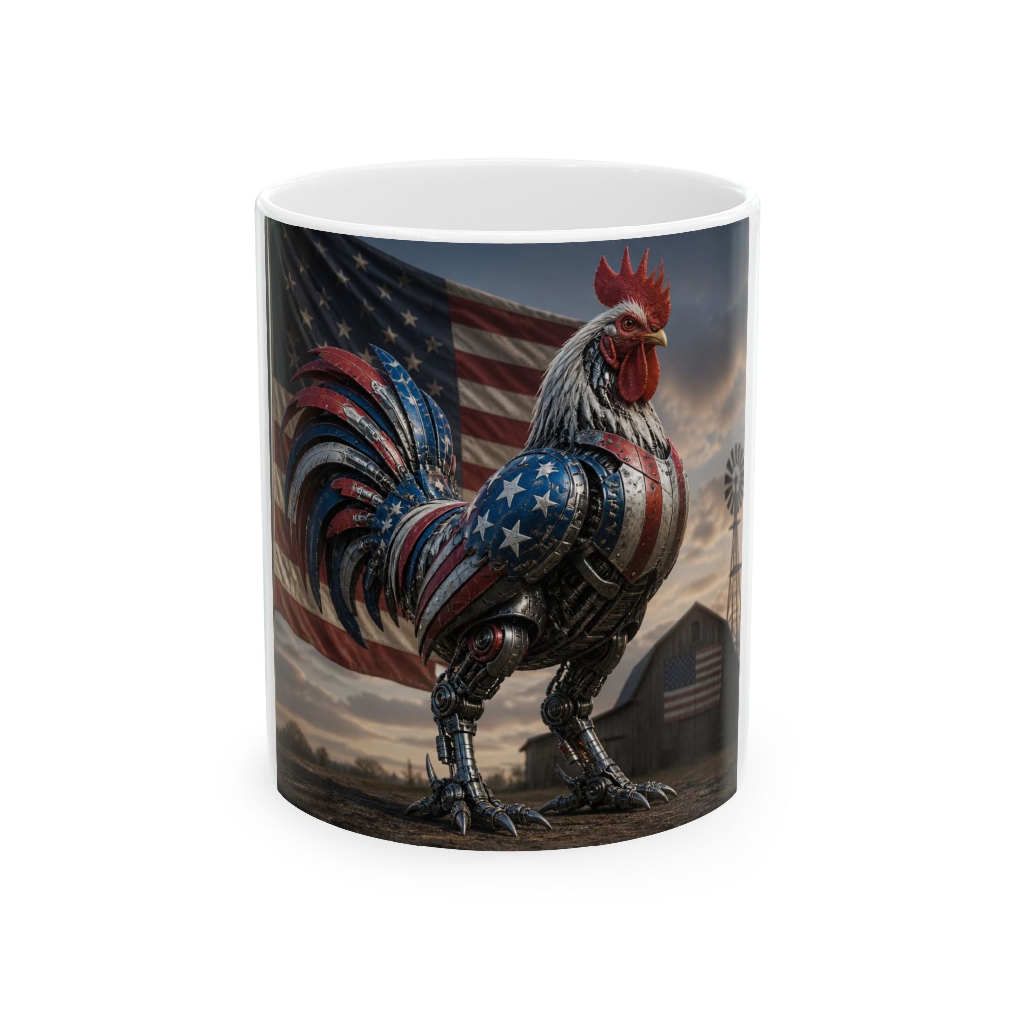 American Flag Rooster Ceramic Mug (11oz, 15oz)