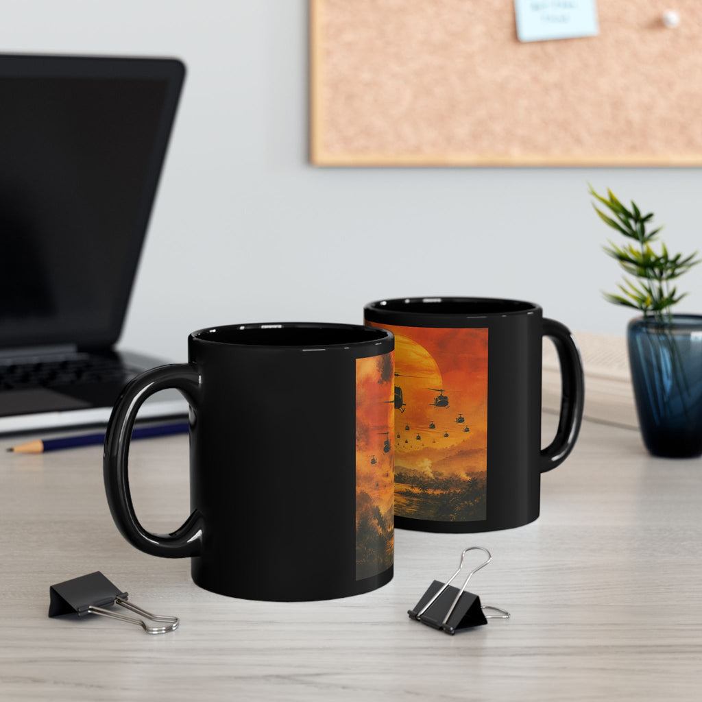 Vietnam War Helicopter Sunset Mug — Military Aviation Coffee Cup