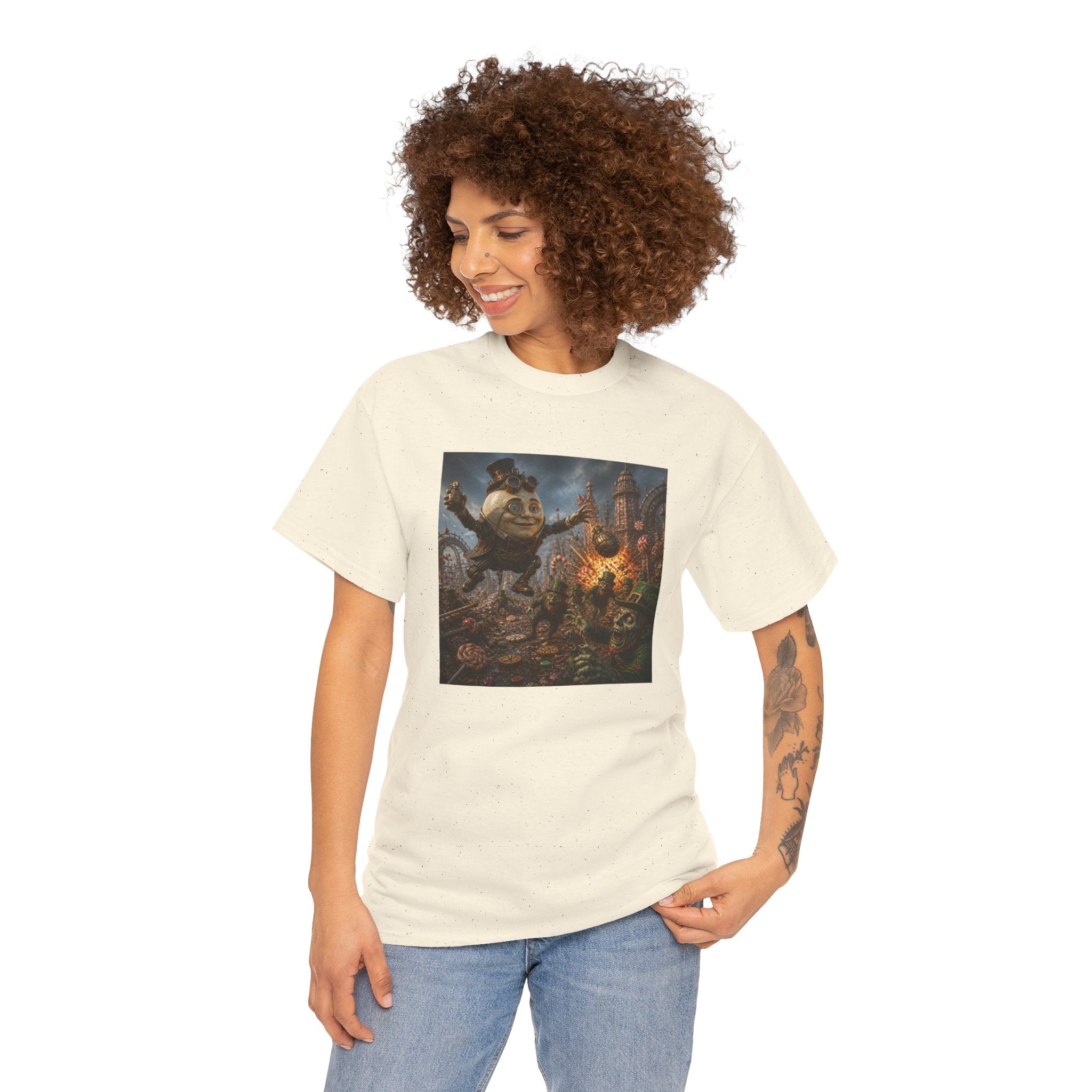 Fantasy Monster Battle Steampunk Humpty T-Shirt — Epic RPG Creature Art Tee