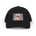 Religious Trucker Cap — Mosaic Sacred Heart Patch Snapback