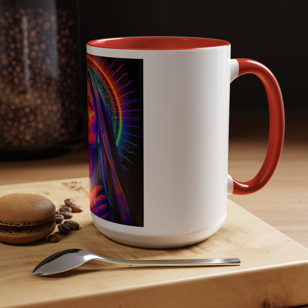 Neon Madonna Accent Coffee Mug - Vibrant Religious Art 11/15oz