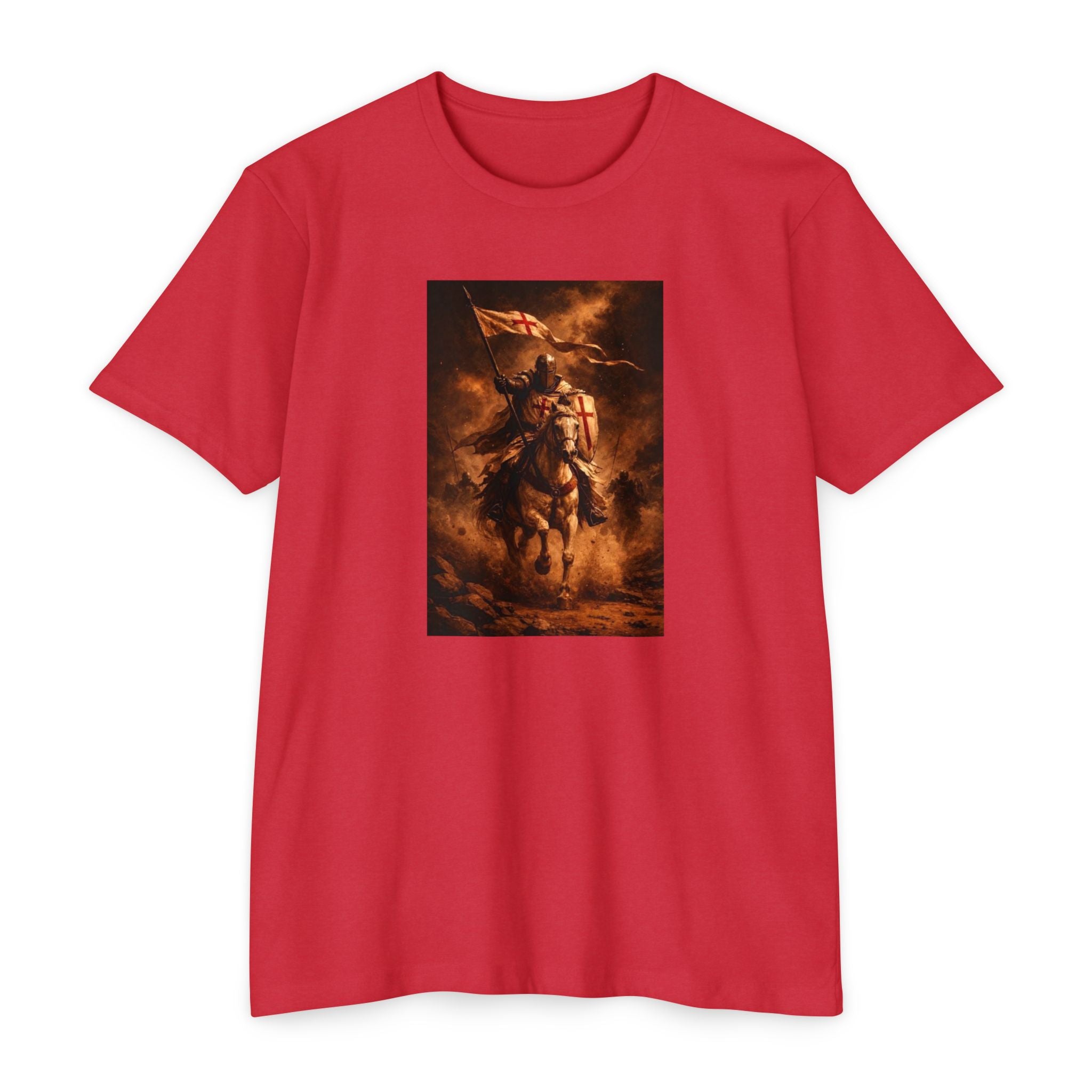 Knight on Horseback Graphic T-Shirt — Medieval Warrior Illustration Tee