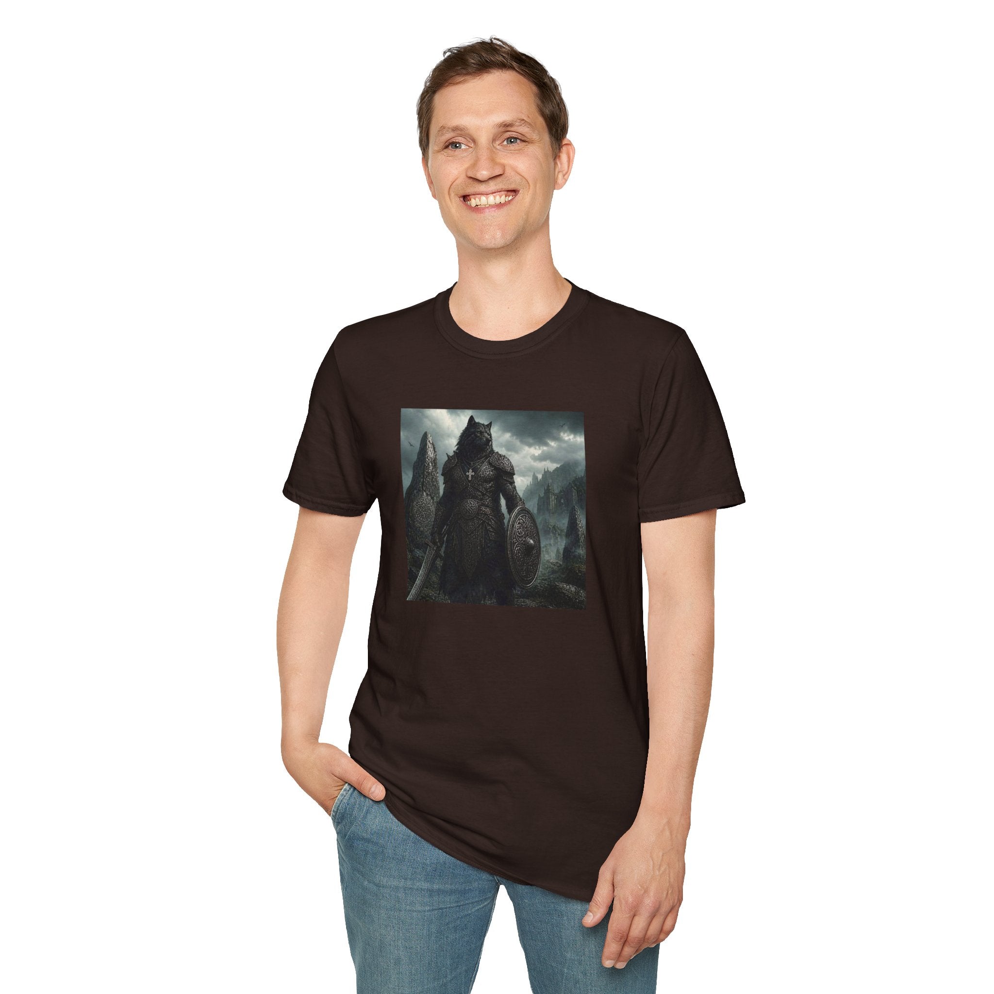 Celtic Wolf Warrior T-Shirt — Dark Fantasy Viking Wolf Knight Graphic Tee