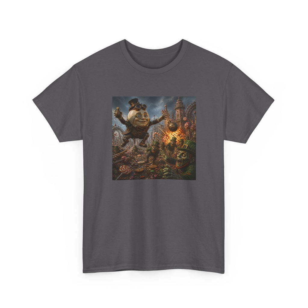 Fantasy Monster Battle Steampunk Humpty T-Shirt — Epic RPG Creature Art Tee
