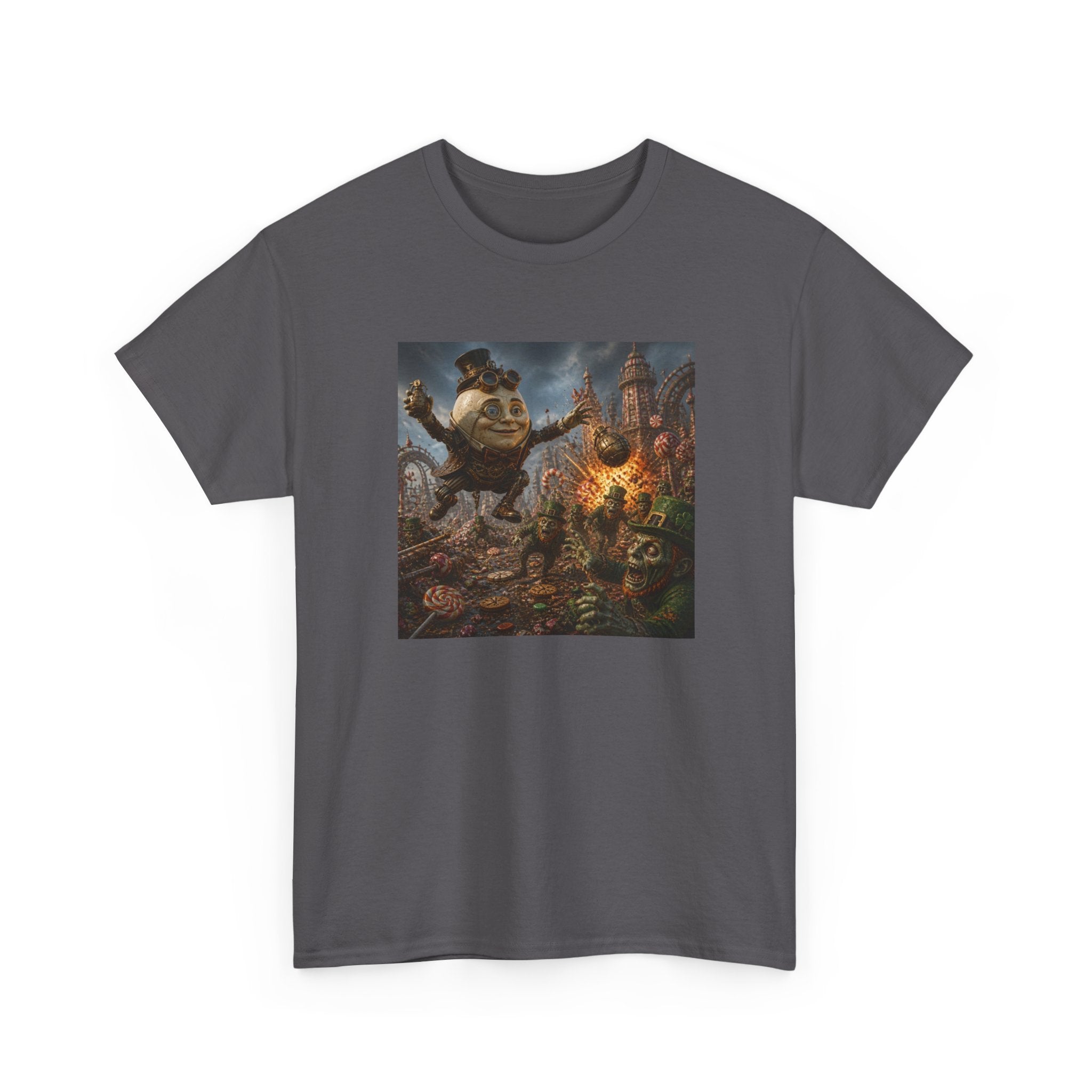 Fantasy Monster Battle Steampunk Humpty T-Shirt — Epic RPG Creature Art Tee