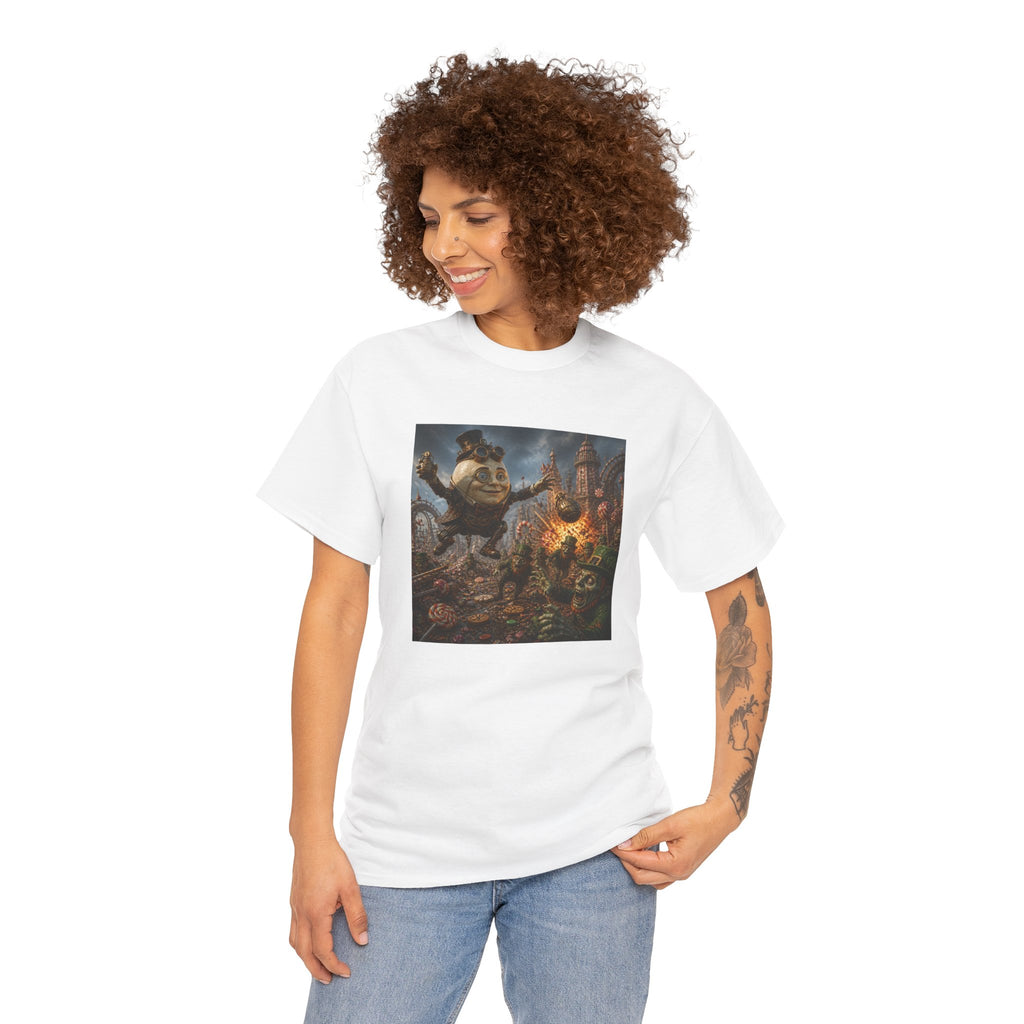 Fantasy Monster Battle Steampunk Humpty T-Shirt — Epic RPG Creature Art Tee