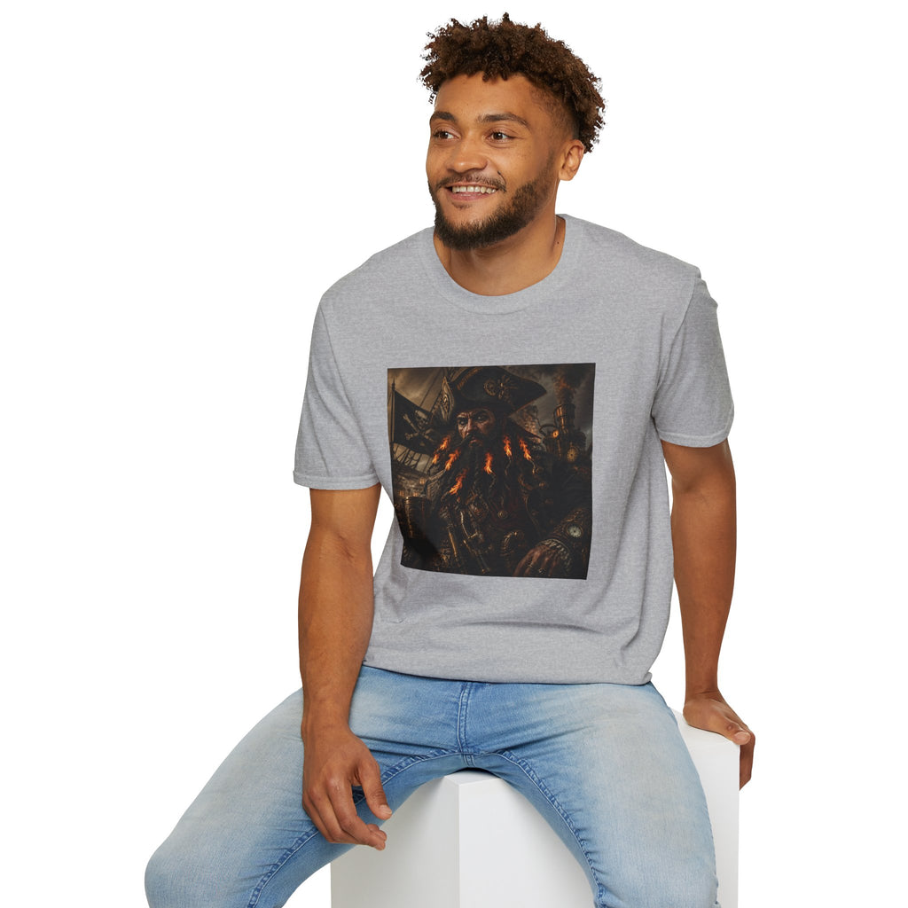 Steampunk Pirate Captain Graphic Tee — Blackbeard-Inspired Nautical Vintage T-Shirt