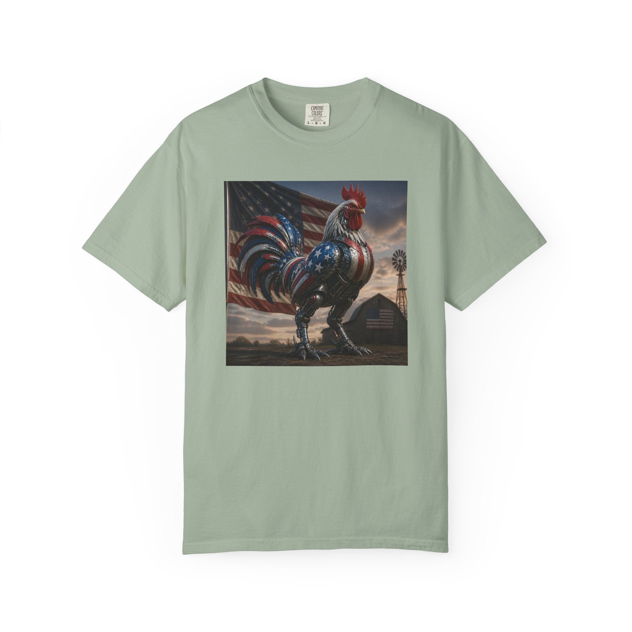 Patriotic Rooster T-Shirt — American Flag Farmhouse Graphic Tee