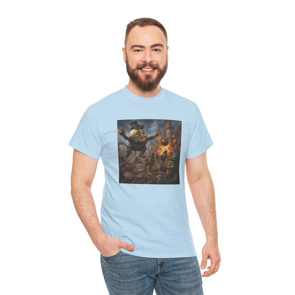 Fantasy Monster Battle Steampunk Humpty T-Shirt — Epic RPG Creature Art Tee