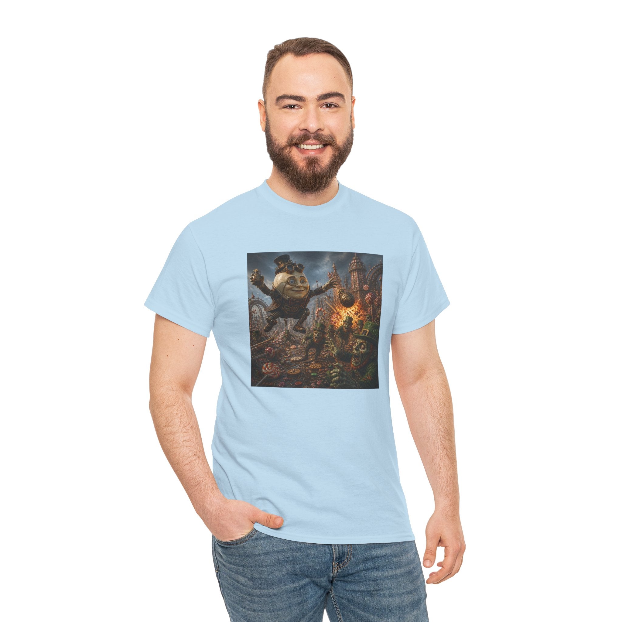 Fantasy Monster Battle Steampunk Humpty T-Shirt — Epic RPG Creature Art Tee