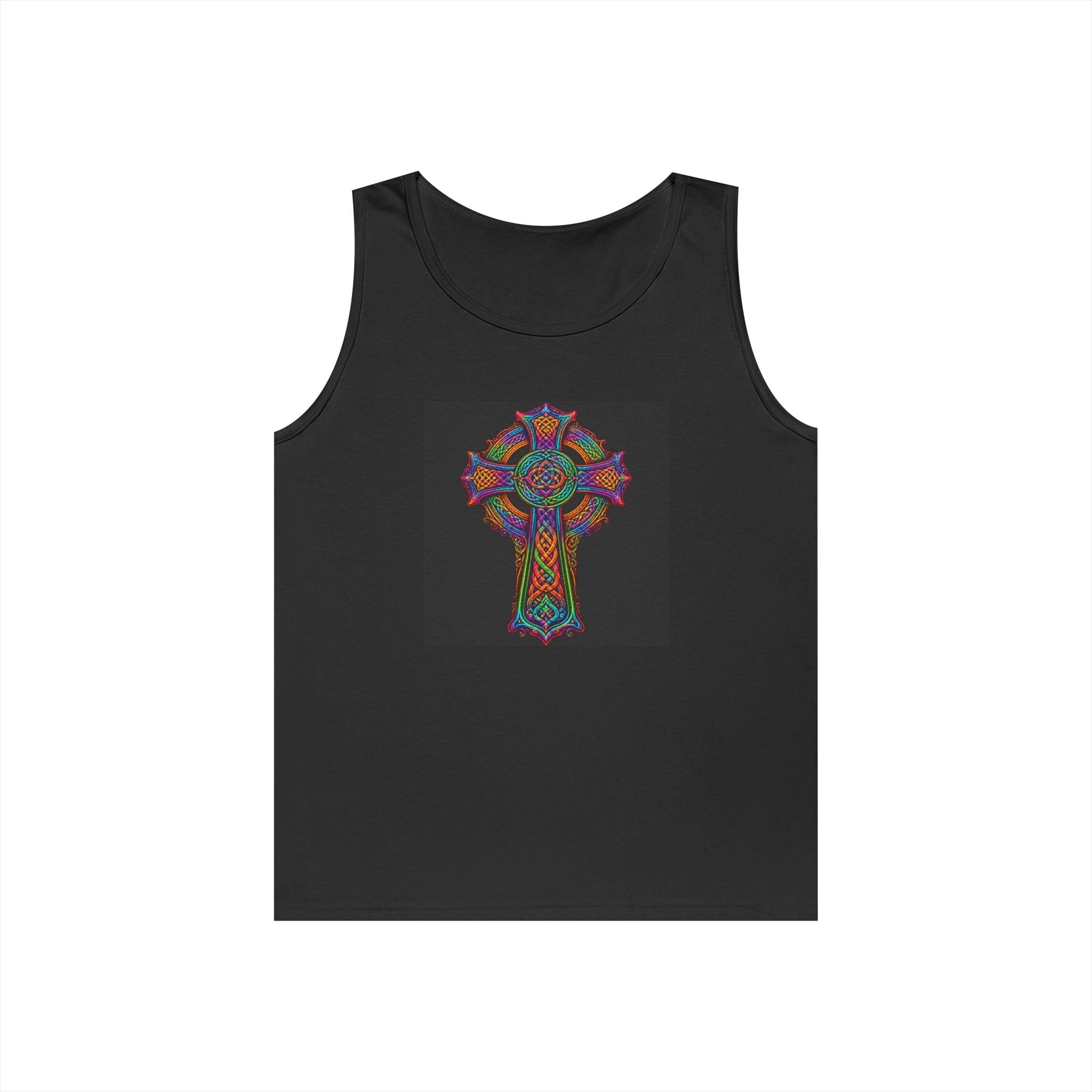 Celtic Cross Tank Top — Colorful Stained-Glass Style Religious Graphic