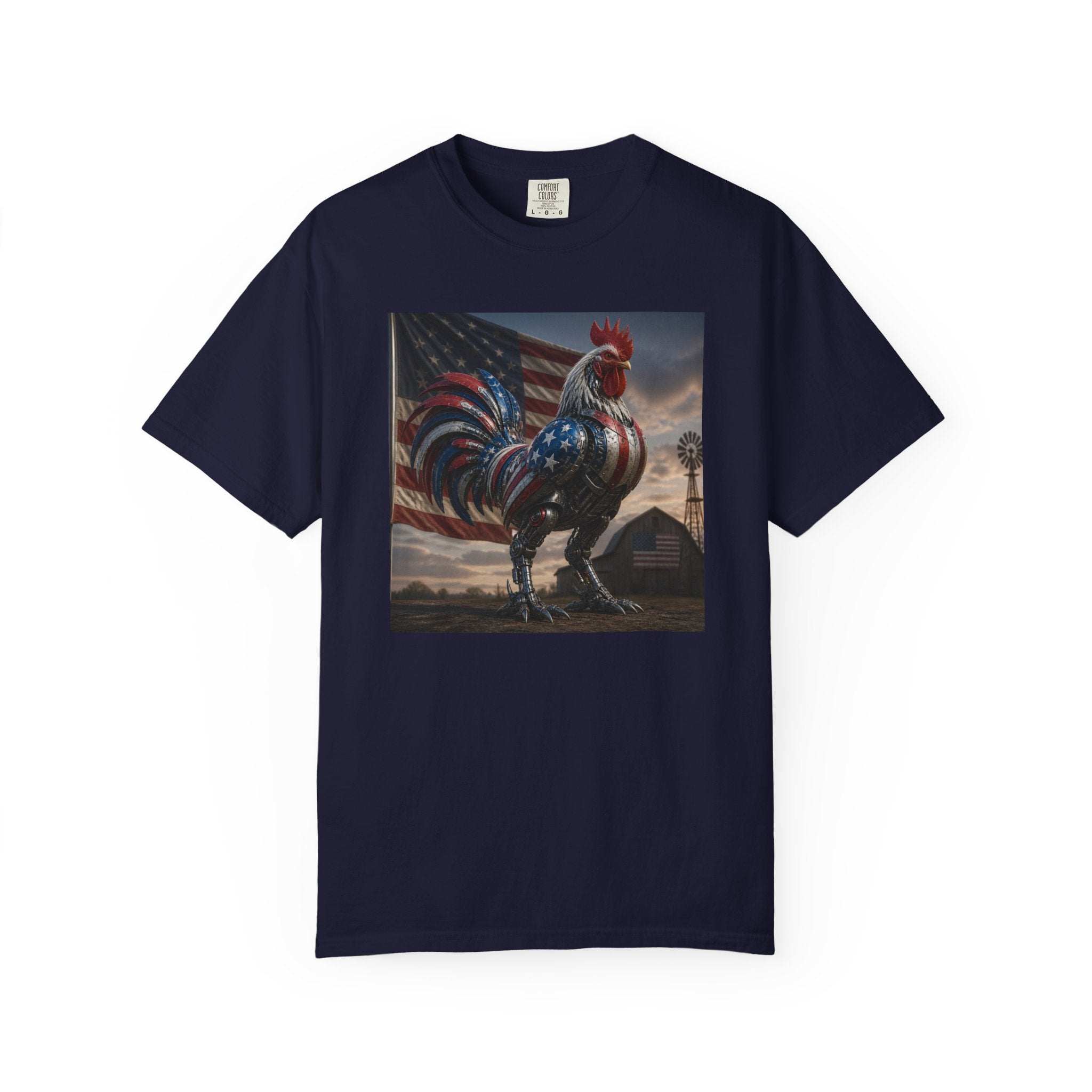 Patriotic Rooster T-Shirt — American Flag Farmhouse Graphic Tee