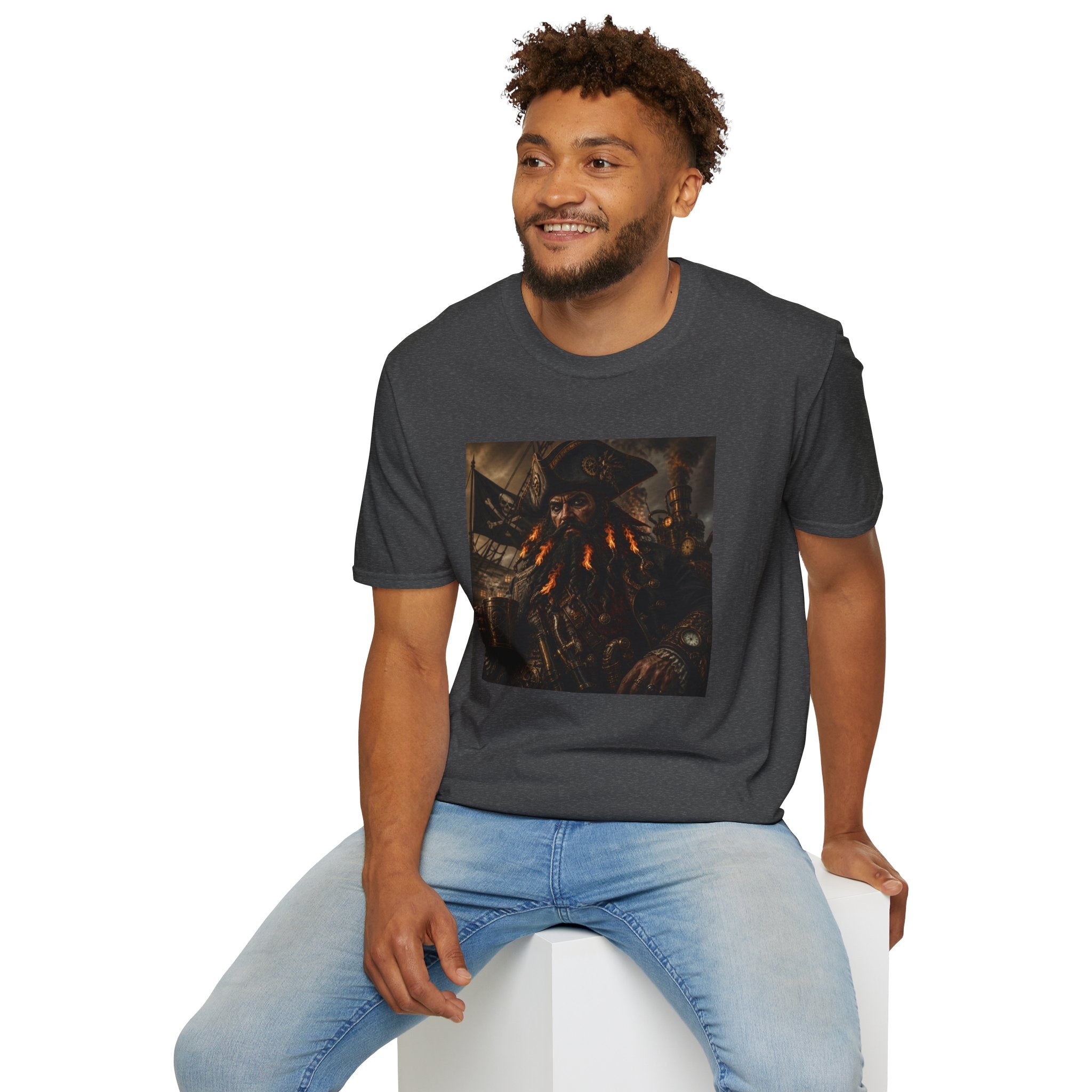 Steampunk Pirate Captain Graphic Tee — Blackbeard-Inspired Nautical Vintage T-Shirt