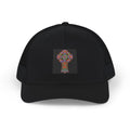 Floral Cross Snapback Trucker Cap — Colorful Mosaic Church Cross Hat