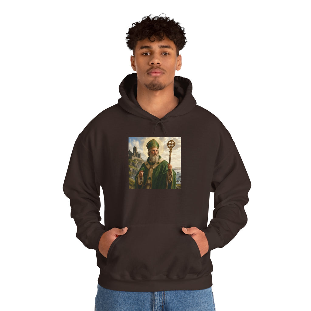 Saint Patrick Hoodie – Vintage Celtic Saint Illustration Pullover