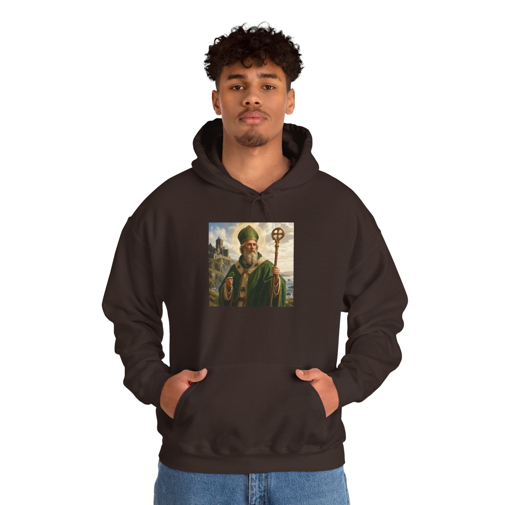 Saint Patrick Hoodie – Vintage Celtic Saint Illustration Pullover