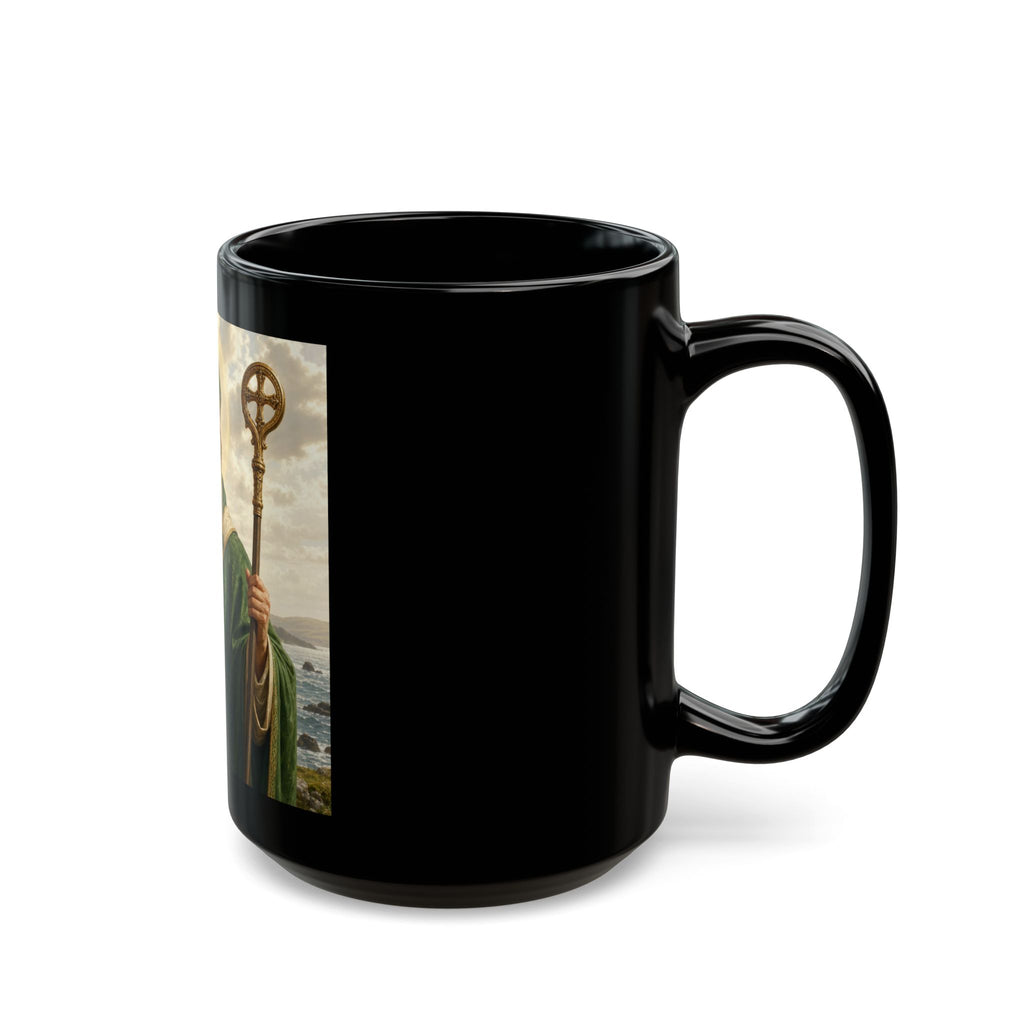 St. Patrick Ceramic Mug — Irish Saint Illustration Black Coffee Cup (11oz & 15oz)