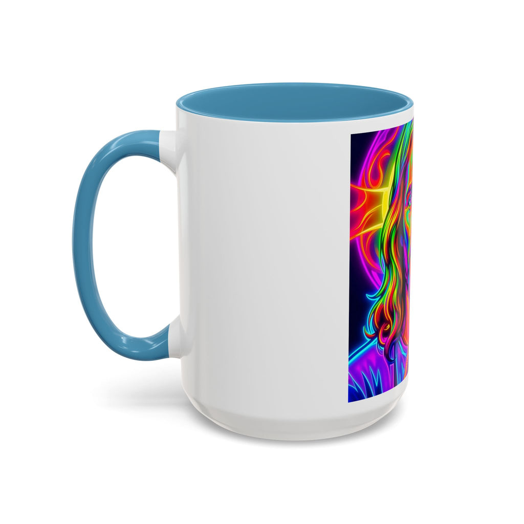 Neon Jesus Accent Coffee Mug – Vibrant Spiritual Art 11oz/15oz