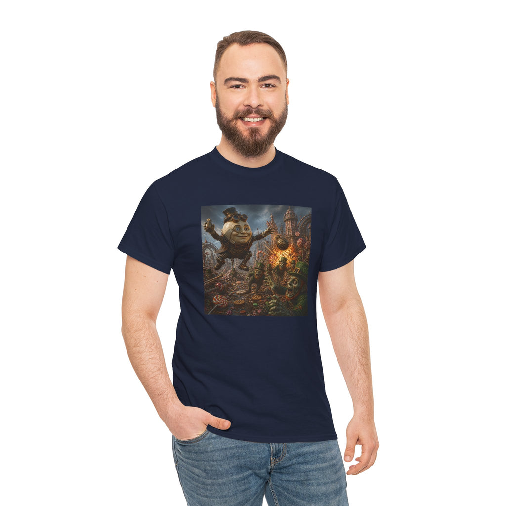 Fantasy Monster Battle Steampunk Humpty T-Shirt — Epic RPG Creature Art Tee