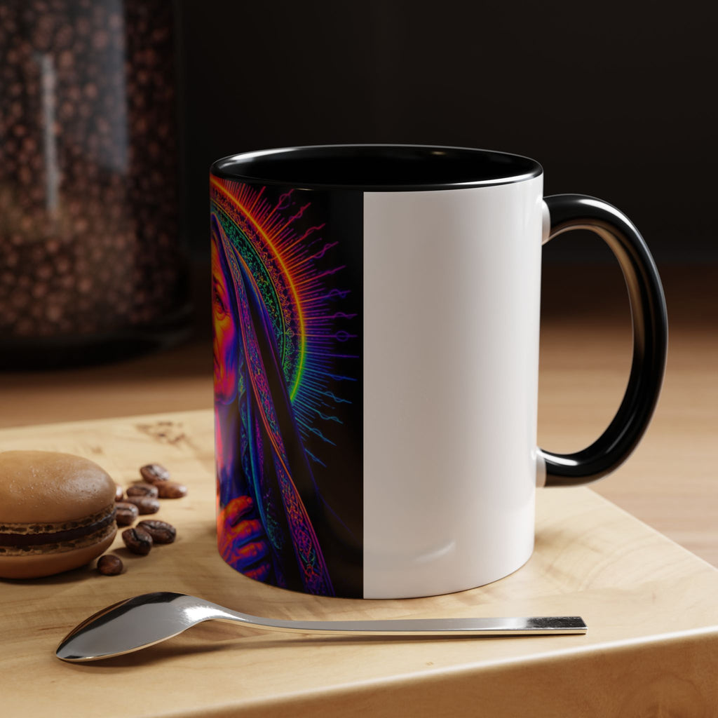 Neon Madonna Accent Coffee Mug - Vibrant Religious Art 11/15oz