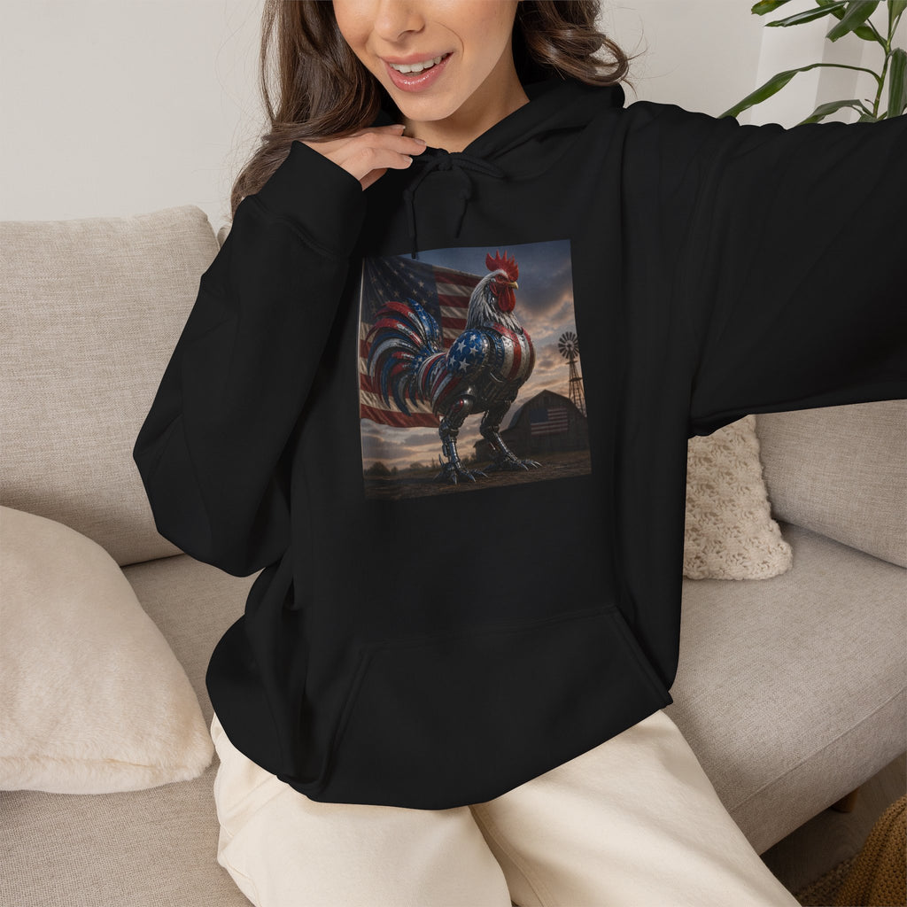 Rooster Art Hoodie — Vintage Rooster Illustration Pullover