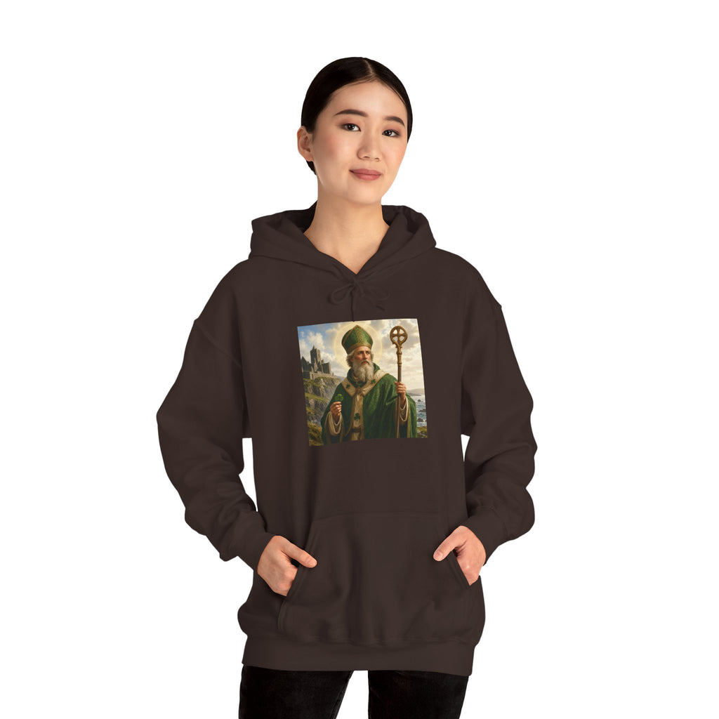 Saint Patrick Hoodie – Vintage Celtic Saint Illustration Pullover