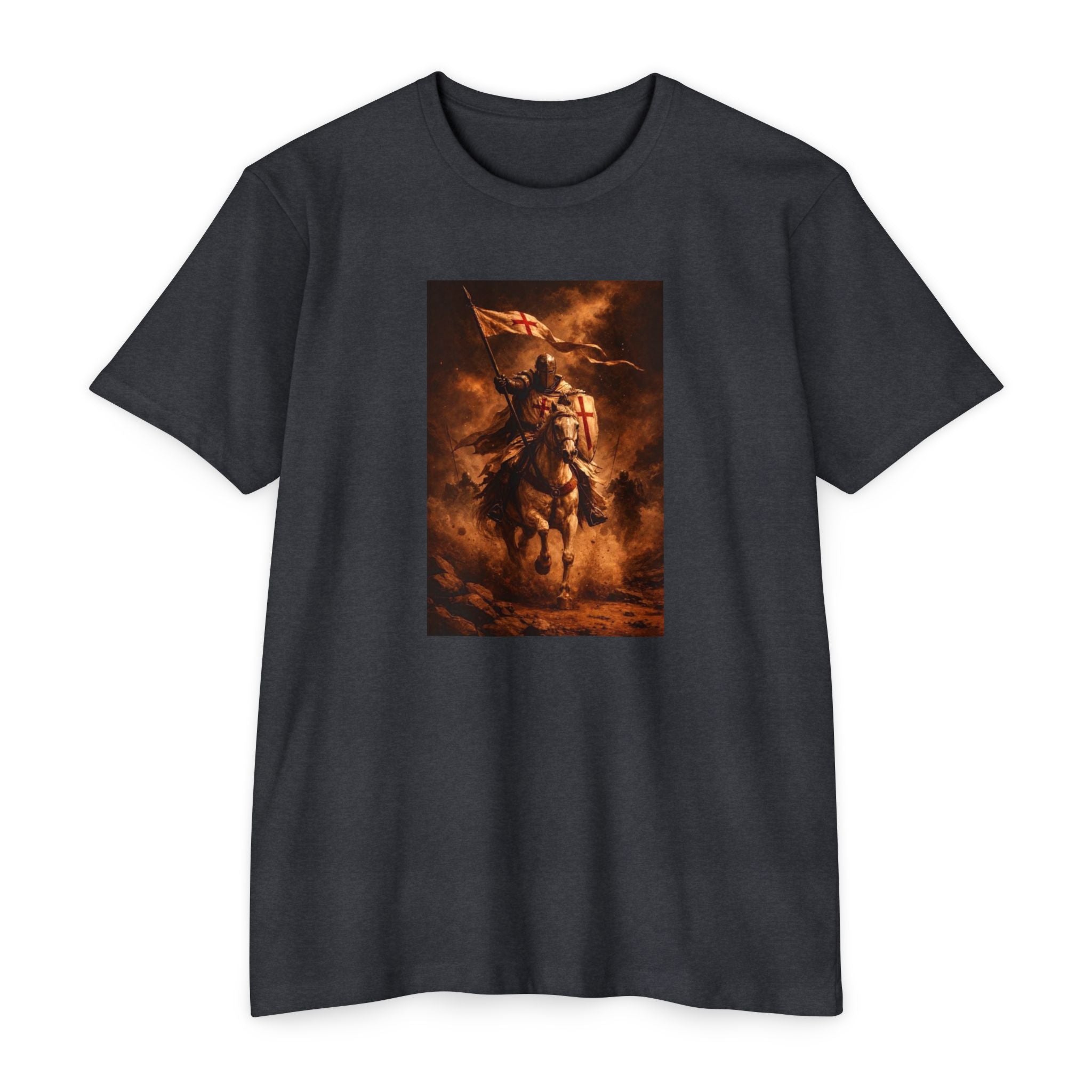 Knight on Horseback Graphic T-Shirt — Medieval Warrior Illustration Tee