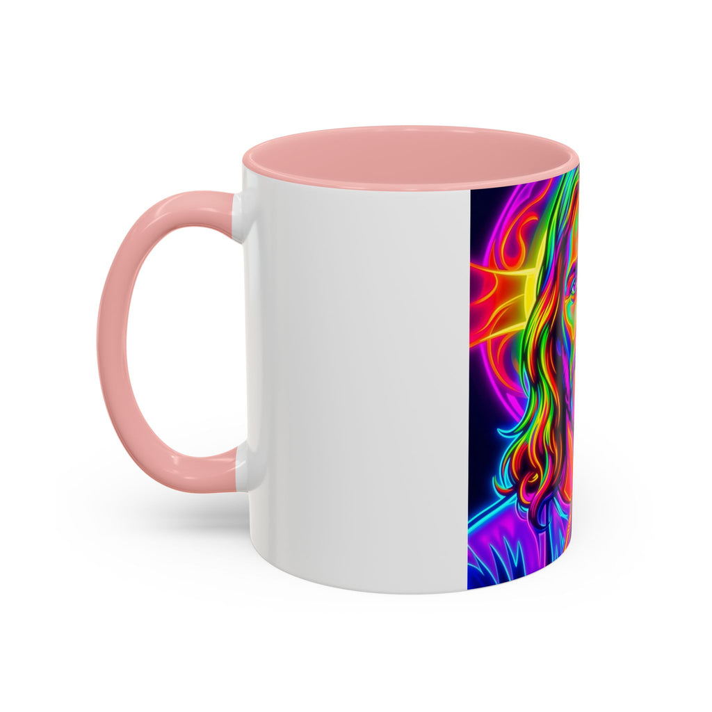 Neon Jesus Accent Coffee Mug – Vibrant Spiritual Art 11oz/15oz
