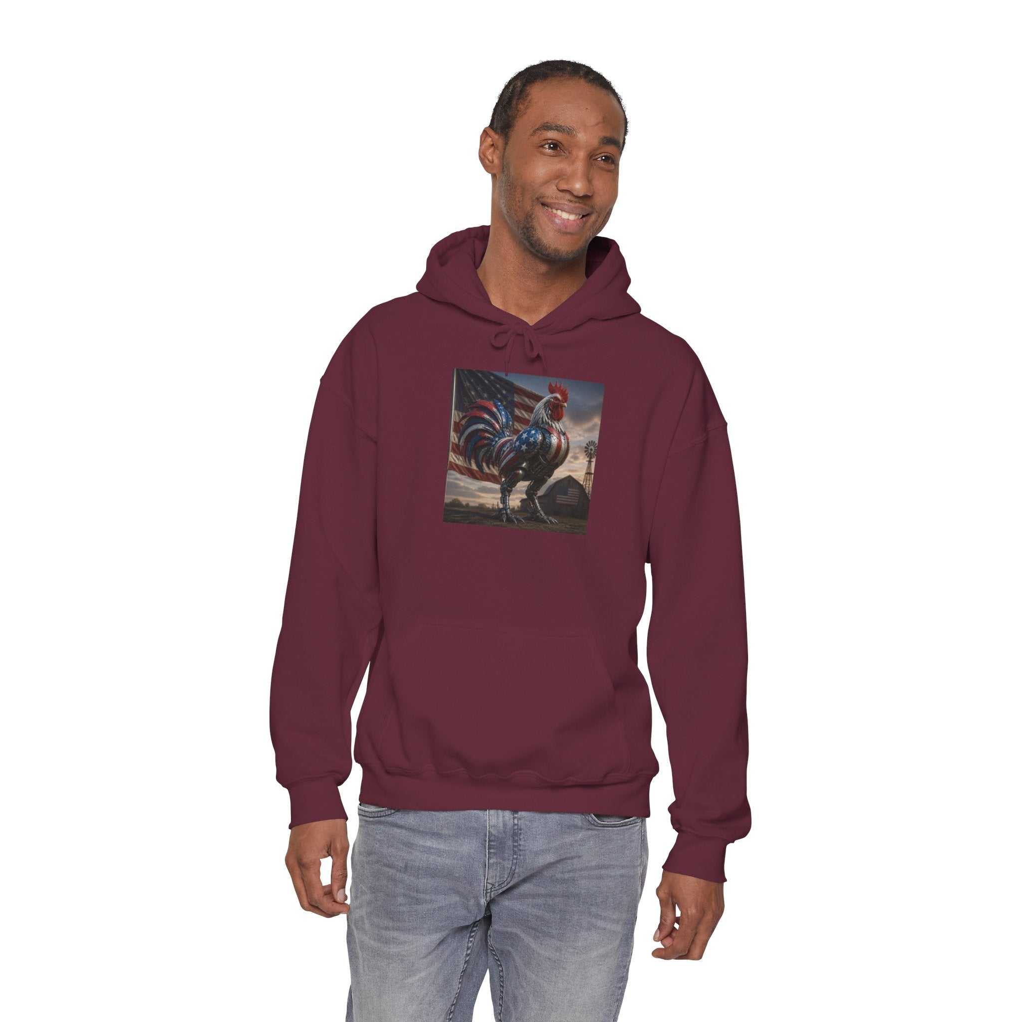 Rooster Art Hoodie — Vintage Rooster Illustration Pullover