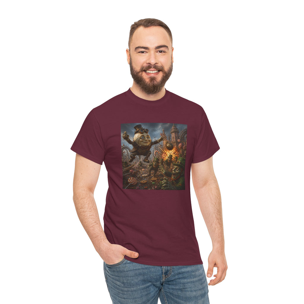 Fantasy Monster Battle Steampunk Humpty T-Shirt — Epic RPG Creature Art Tee